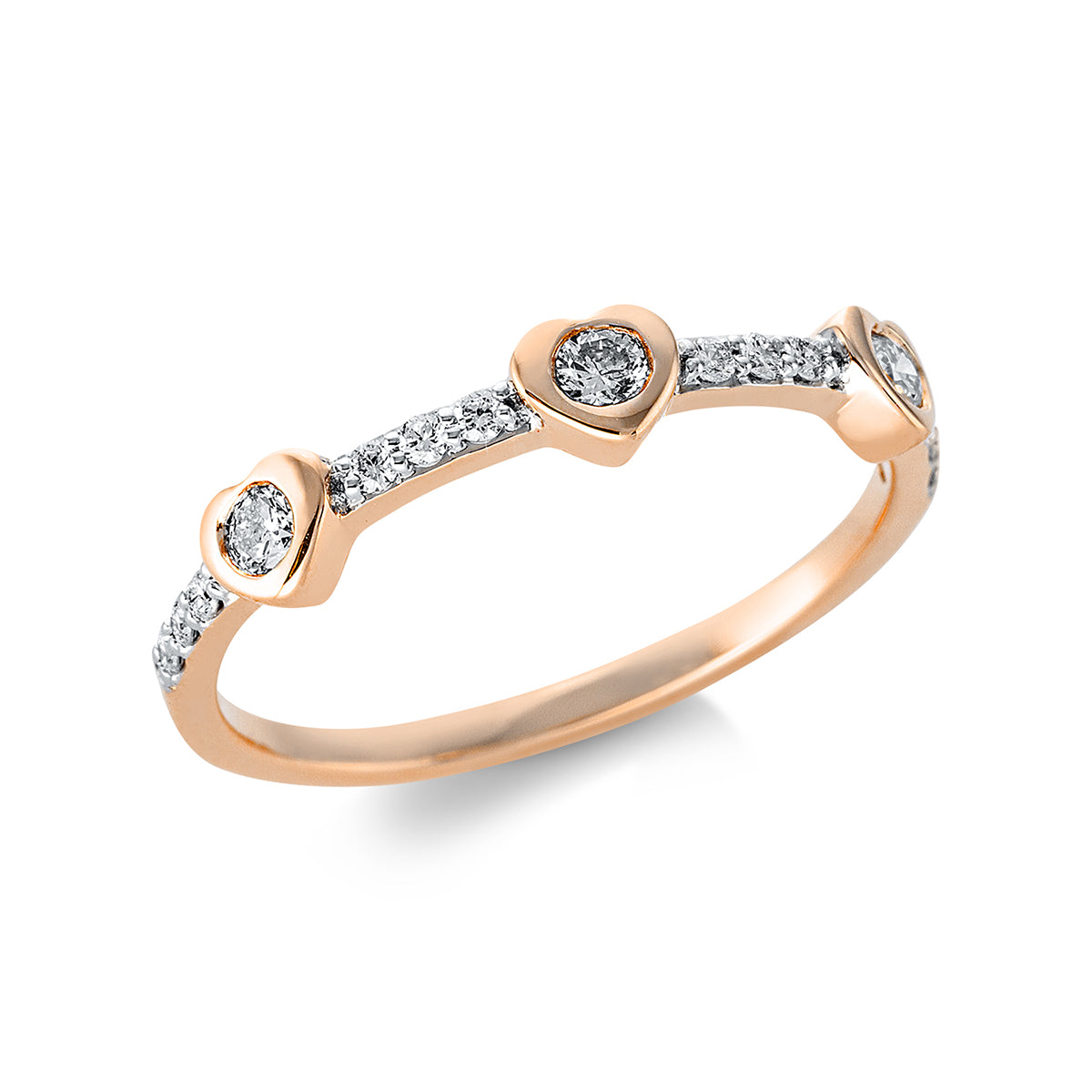 Ring 18 kt RG, Fassung rhodiniert