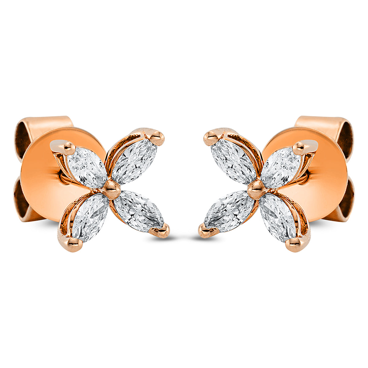 Ohrstecker 18 kt RG, Fassung rhodiniert