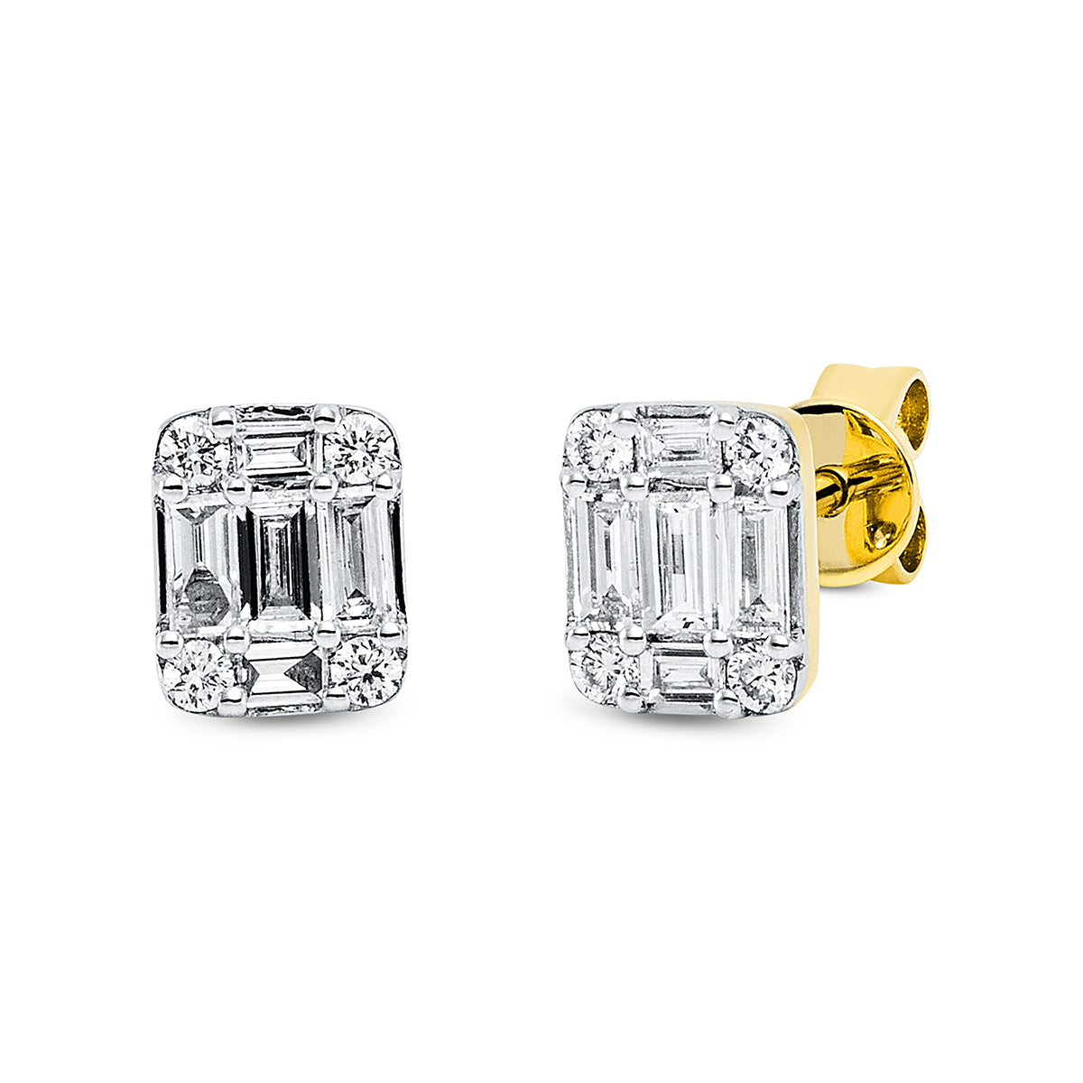 Ohrstecker 18 kt GG, Fassung rhodiniert