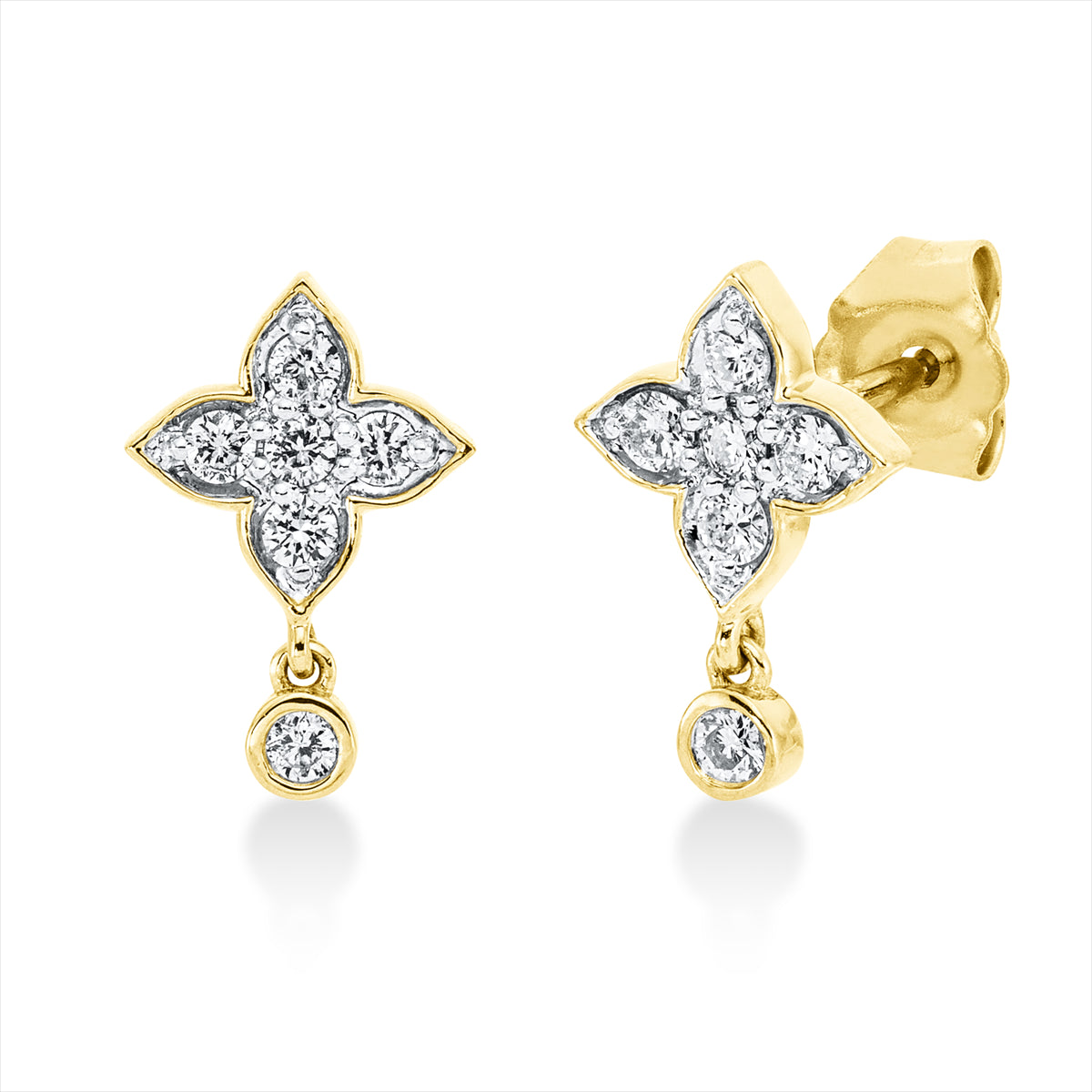 Ohrstecker 18 kt GG, Fassung rhodiniert