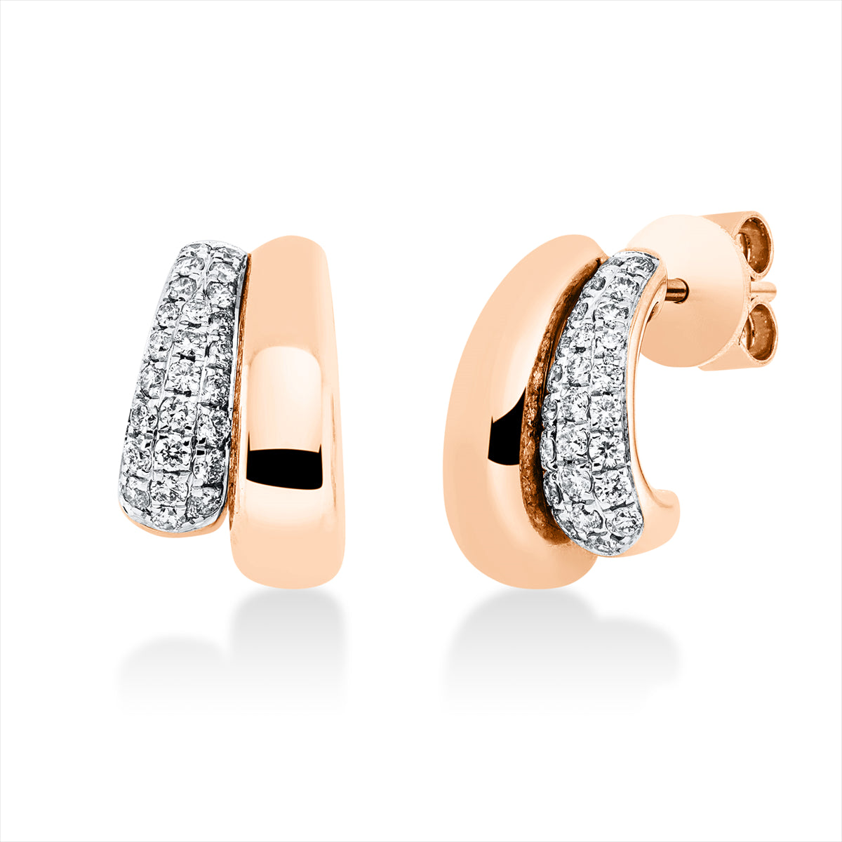 Ohrstecker 18 kt RG, Fassung rhodiniert