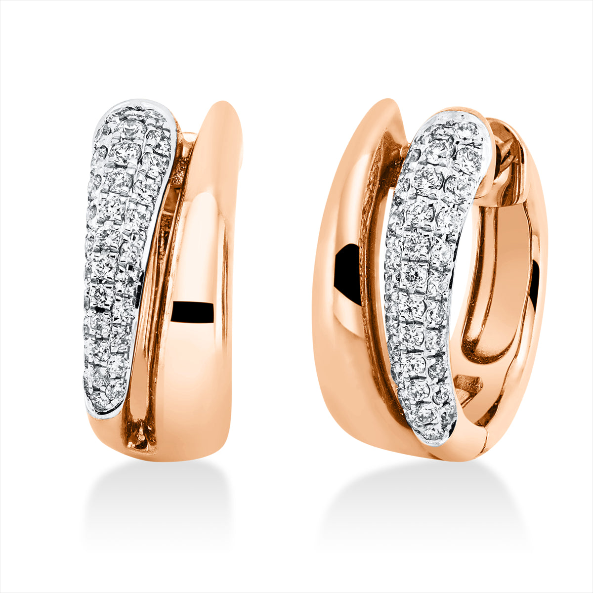 Creolen 18 kt RG, Fassung rhodiniert