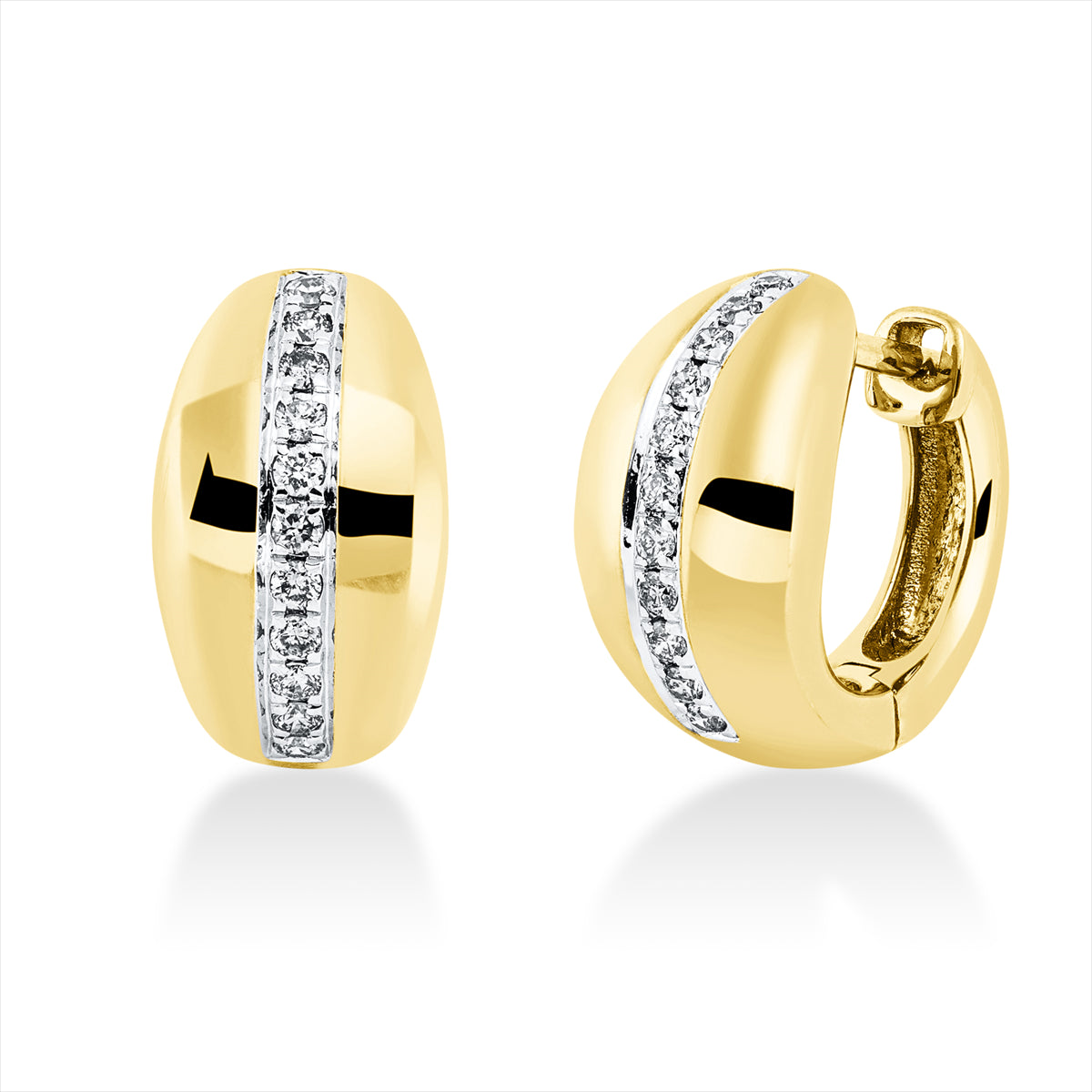 Creolen 18 kt GG, Fassung rhodiniert