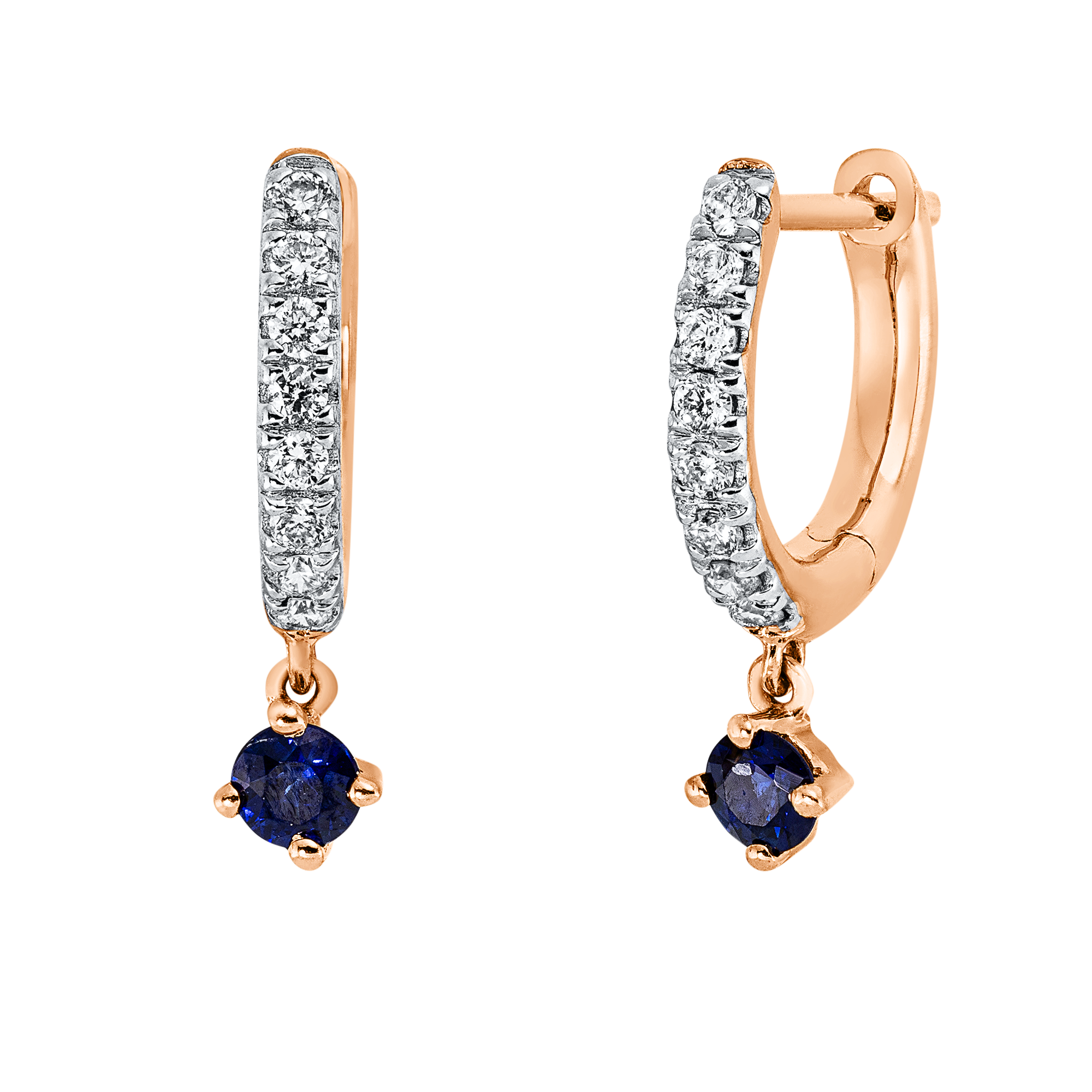 Creolen 18 kt RG, Fassung rhodiniert