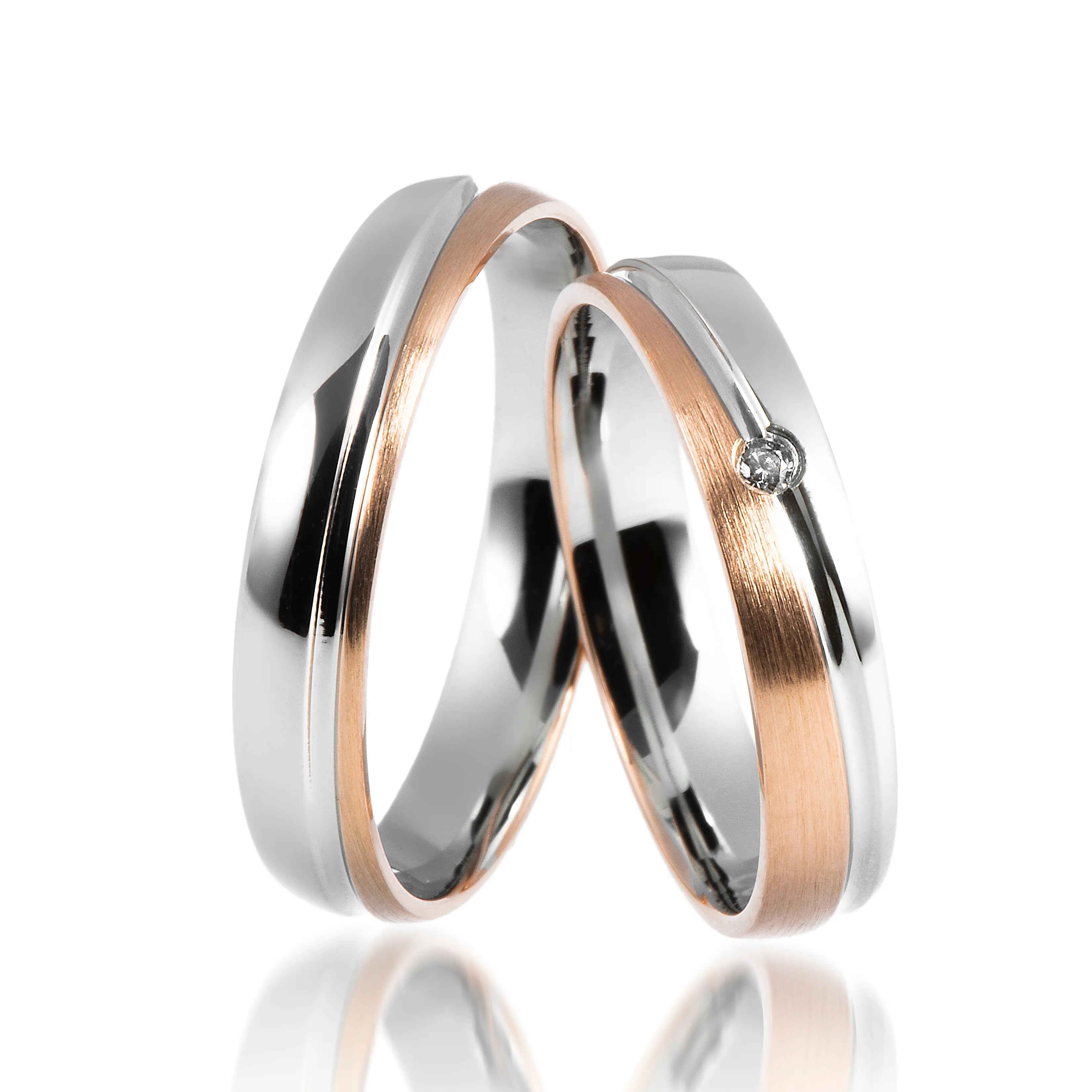 Trauringe Weißgold & Rotgold schmal, Eheringe Weißgold & Rotgold schmal