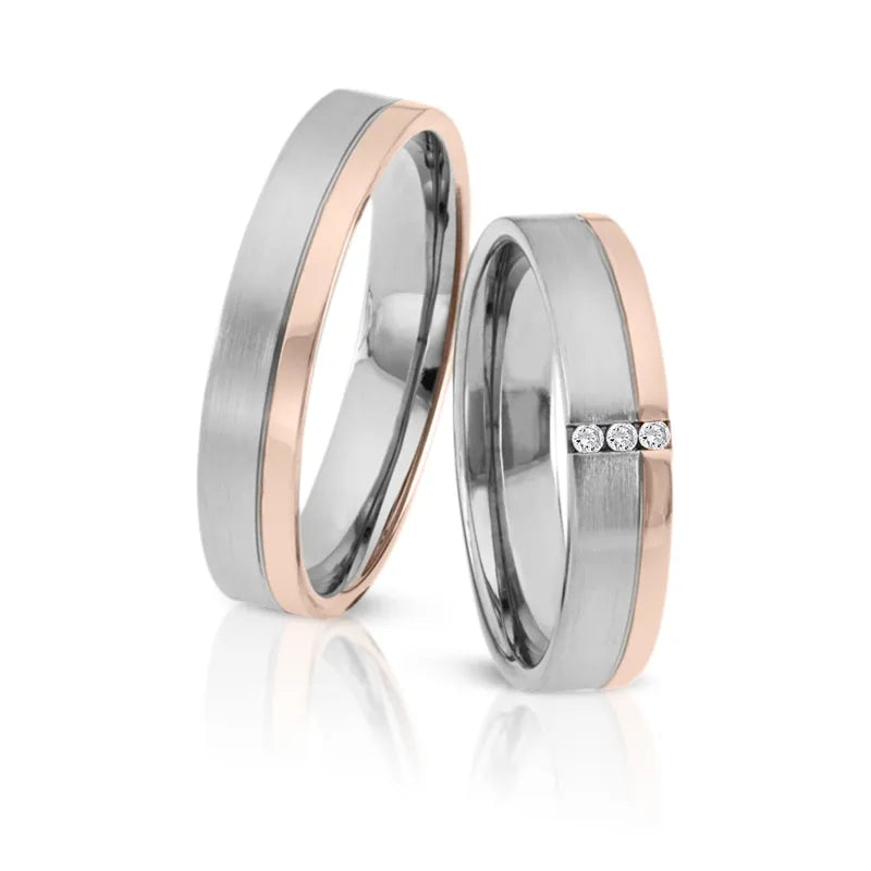 Trauringe Palladium & Roségold