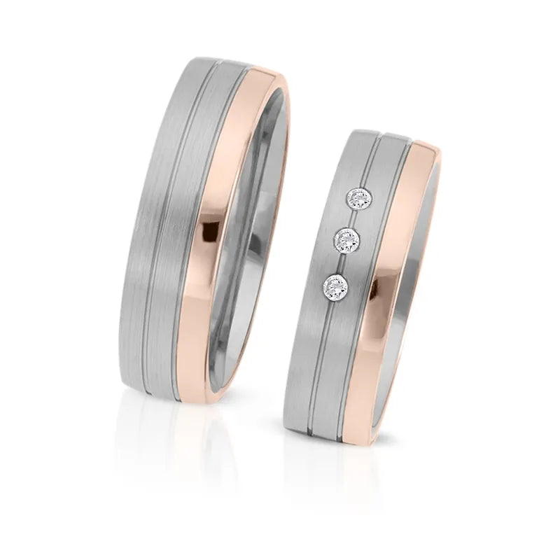 Trauringe Palladium & Roségold