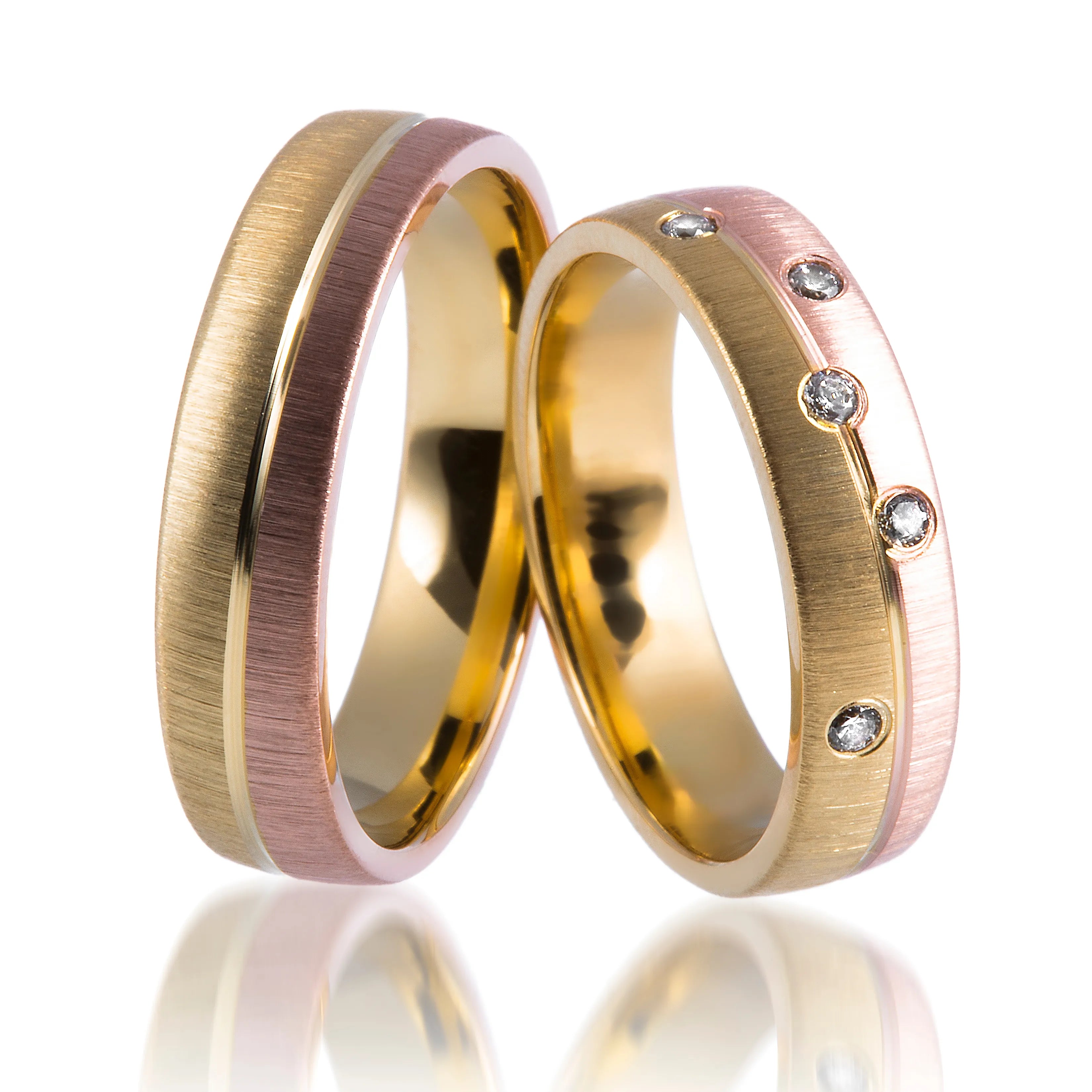 Trauringe Gelbgold & Rotgold schmal, Eheringe Gelbgold & Rotgold schmal