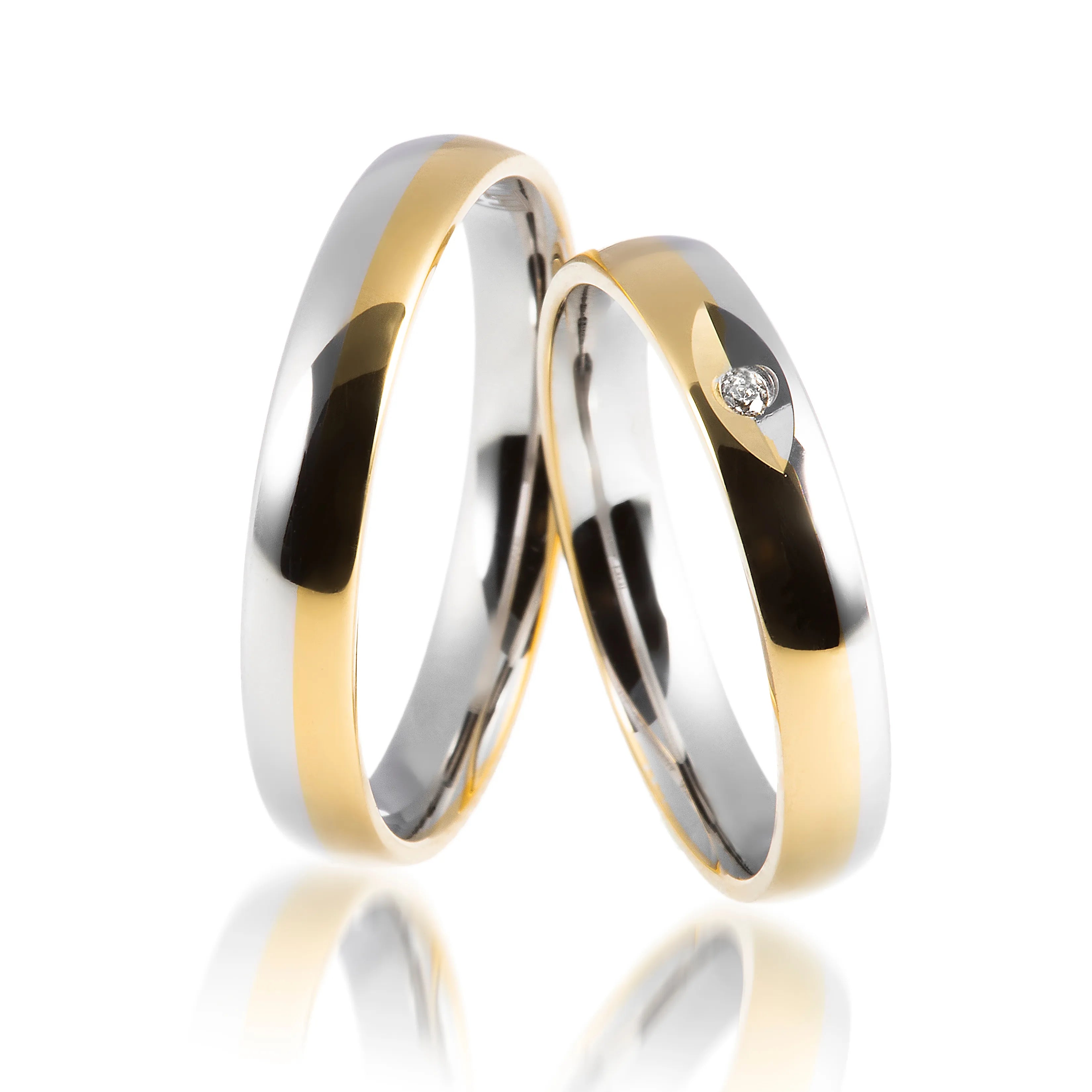 Trauringe Weißgold & Gelbgold schmal, Eheringe Weißgold & Gelbgold schmal