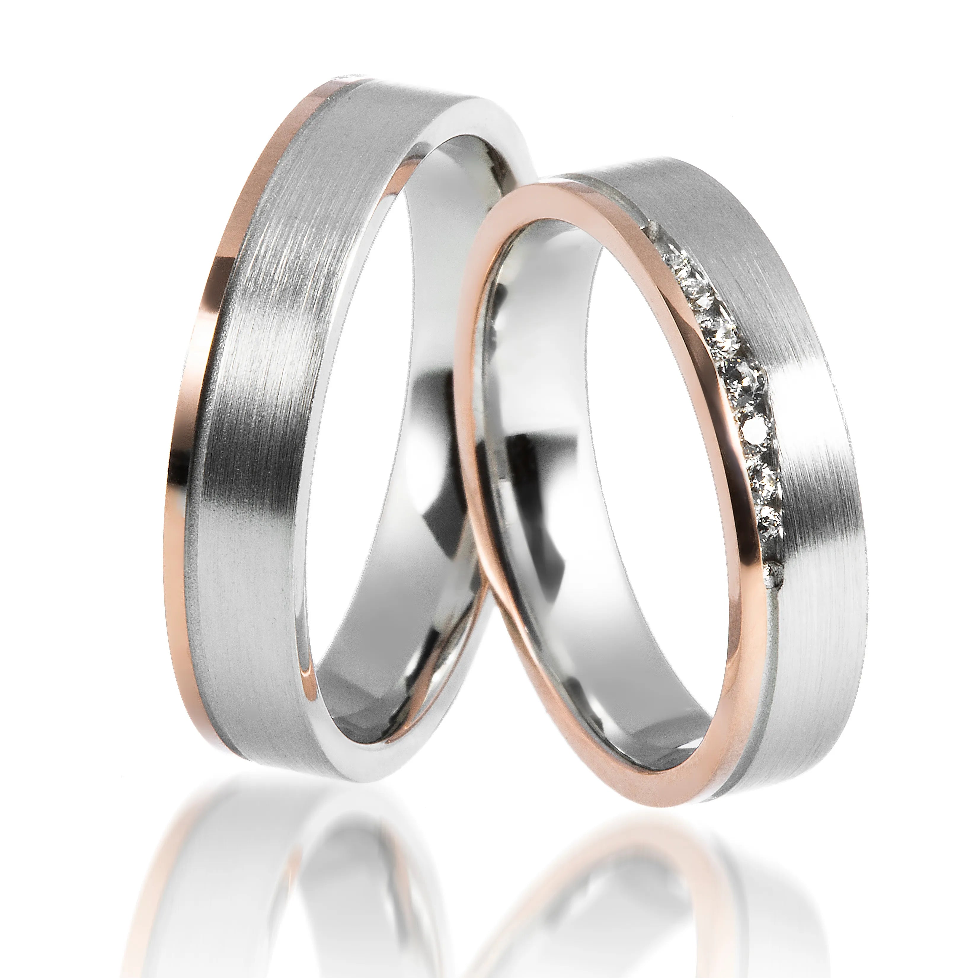 Trauringe Weißgold & Rotgold schmal, Eheringe Weißgold & Rotgold schmal