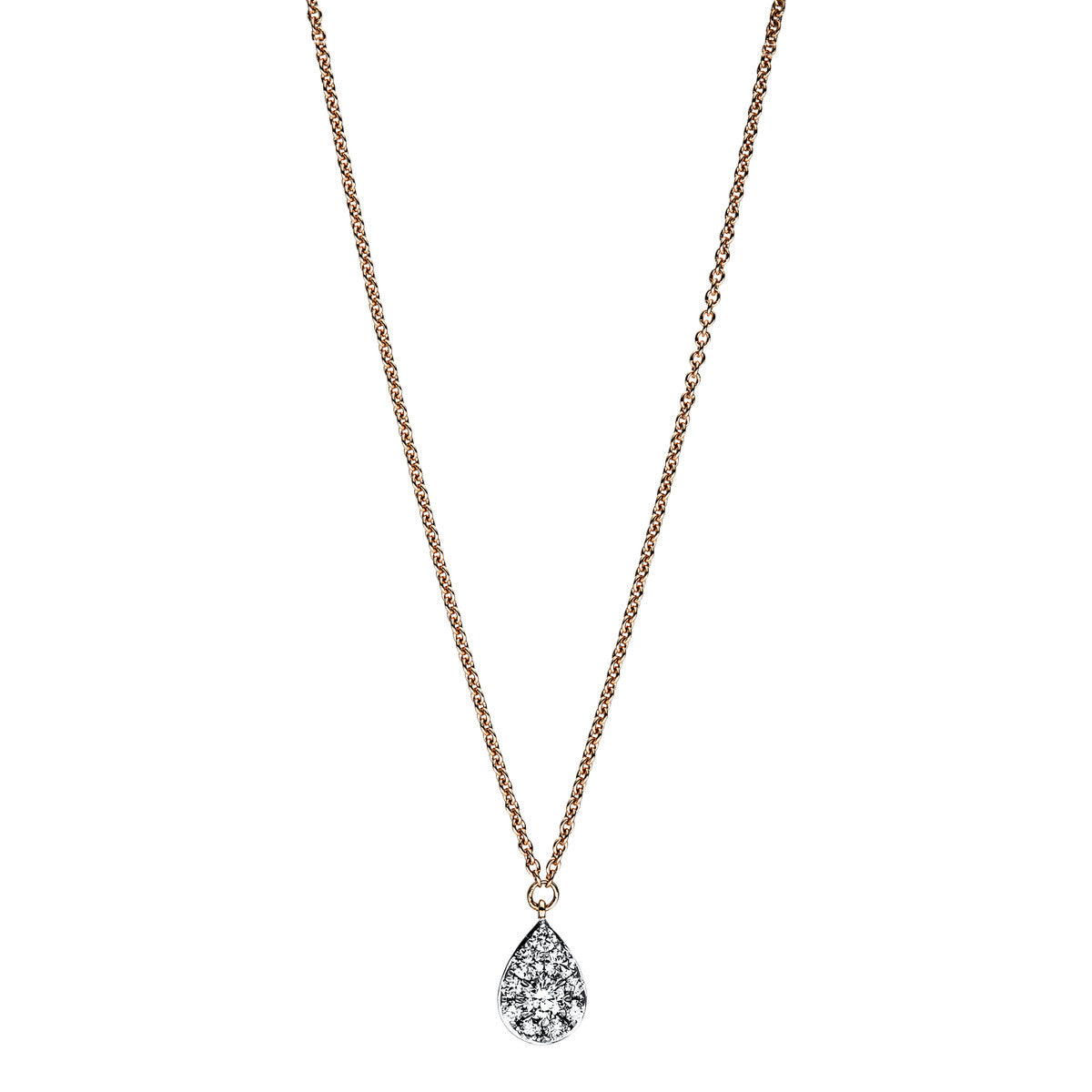 Collier 18 kt RG Tropfen, Fassung rhodiniert