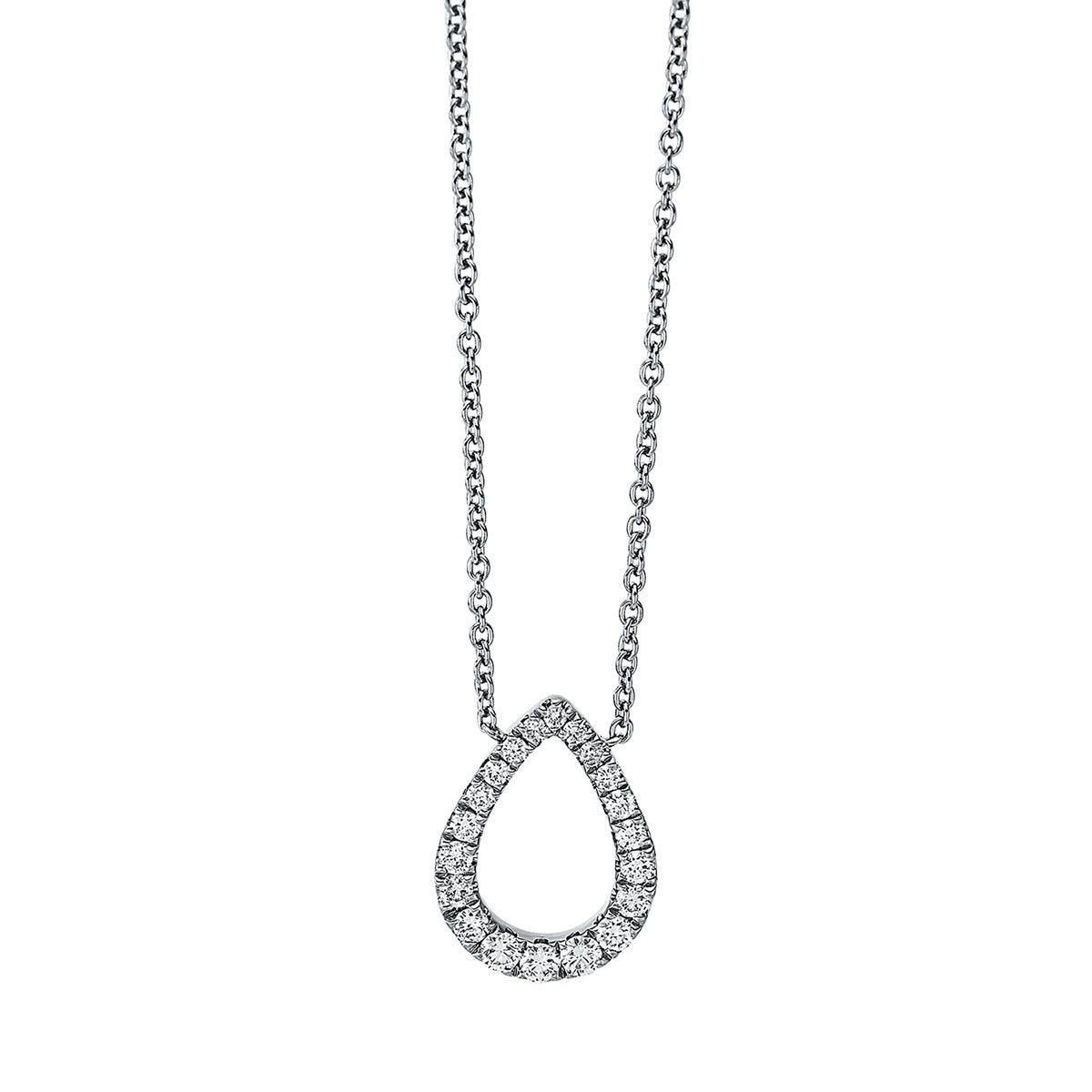 Collier 18 kt WG Tropfen, mit ZÖ 40 cm + 42.5 cm