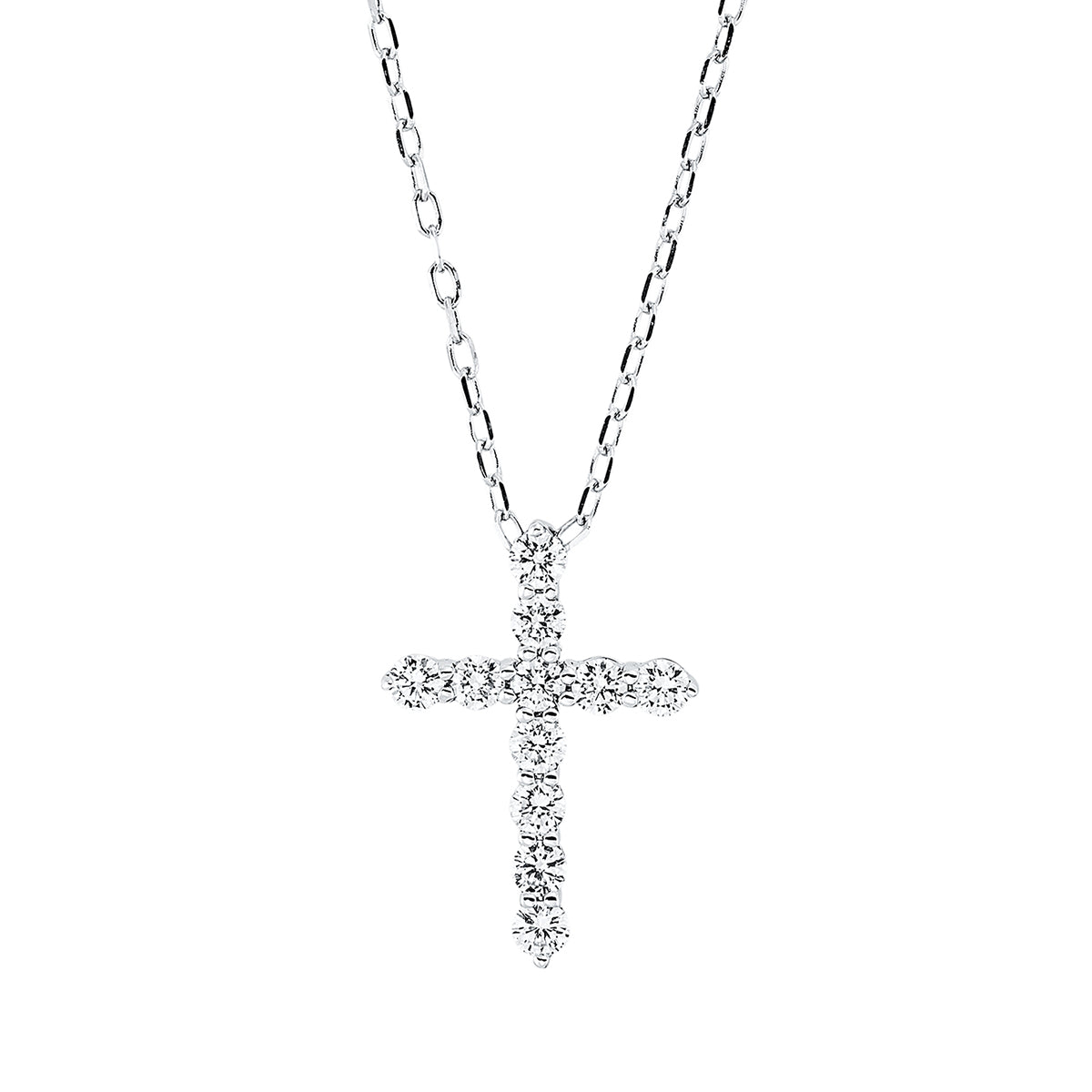 Collier 18 kt WG Kreuz, mit ZÖ 43 cm