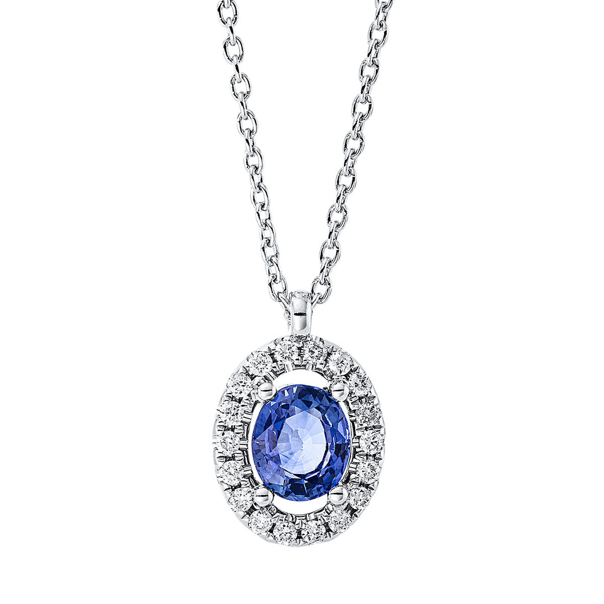 Collier 18 kt WG, mit ZÖ 40 cm + 43 cm