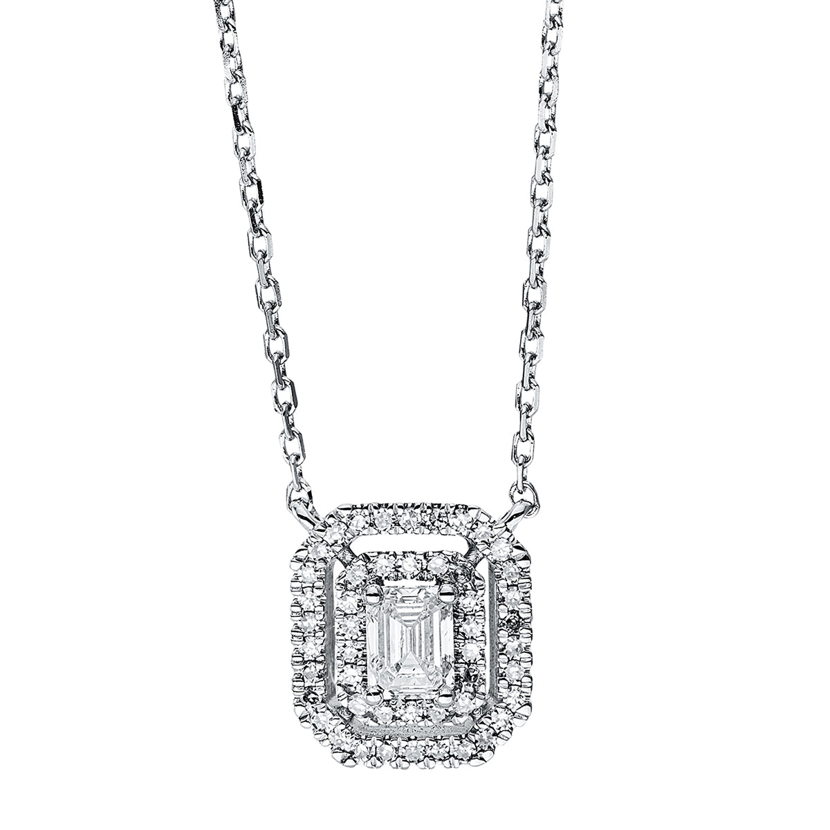 Collier 18 kt WG, mit ZÖ 40 cm + 42 cm