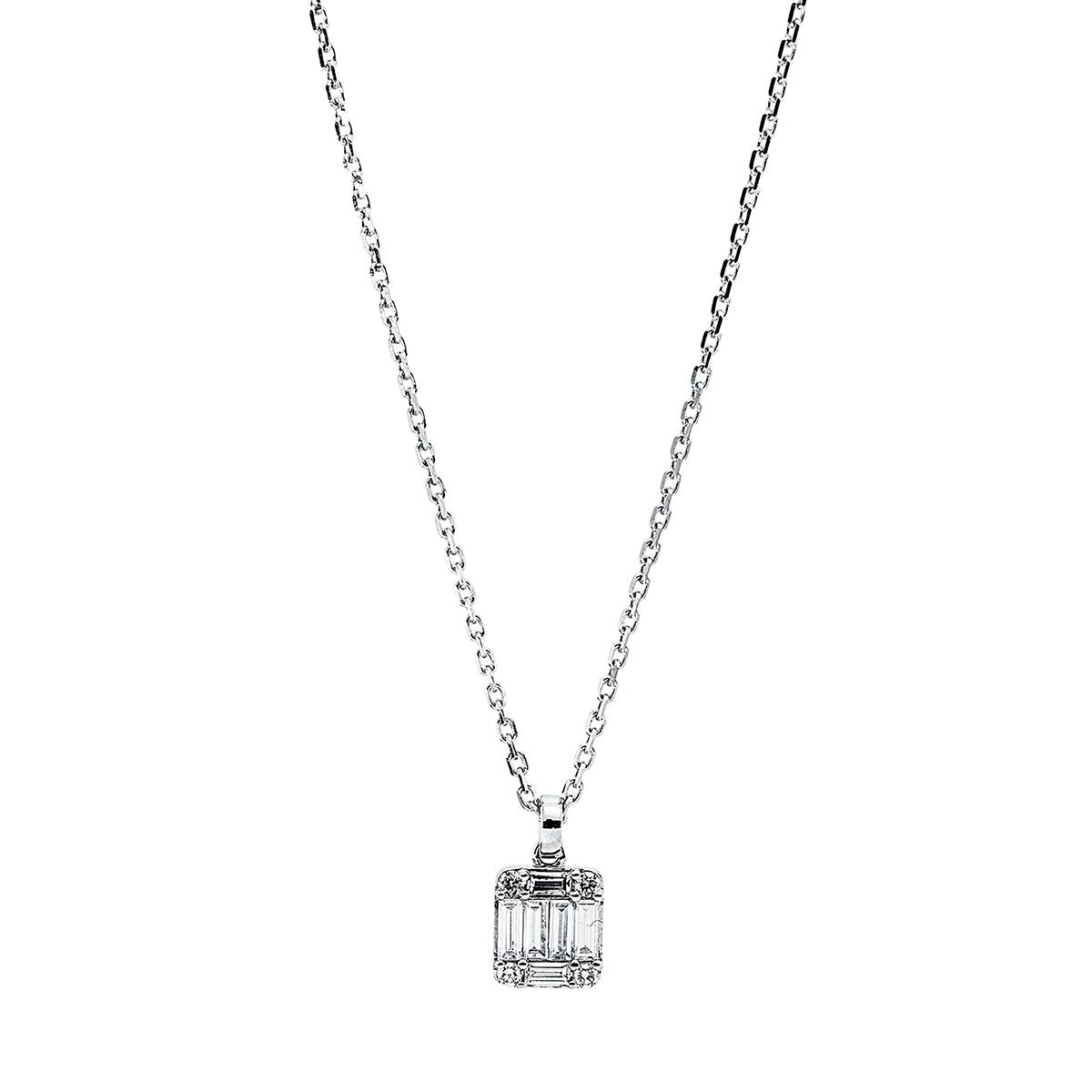 Collier 18 kt WG, mit ZÖ 40 cm + 43 cm