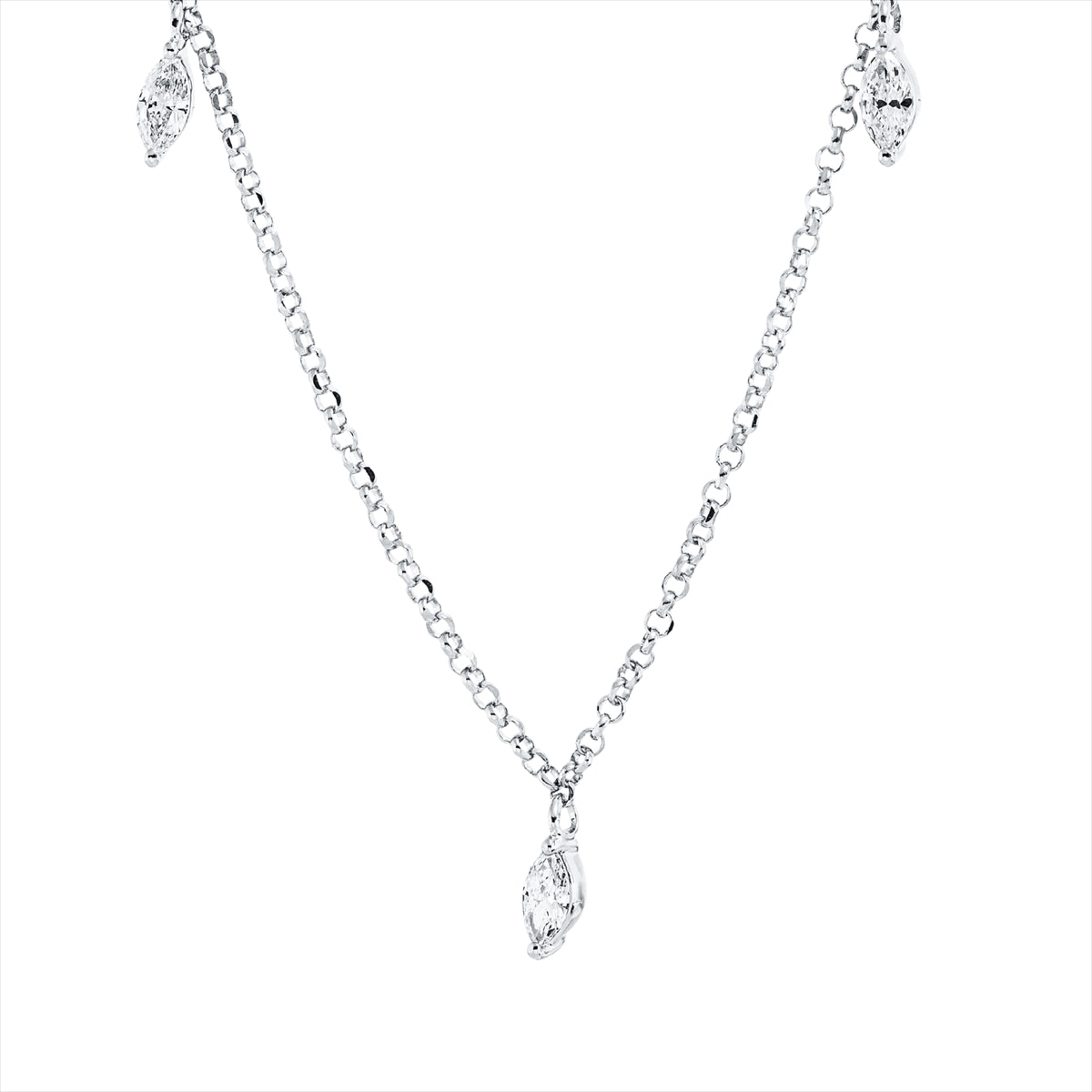 Collier 18 kt WG, mit ZÖ 38 cm + 41 cm