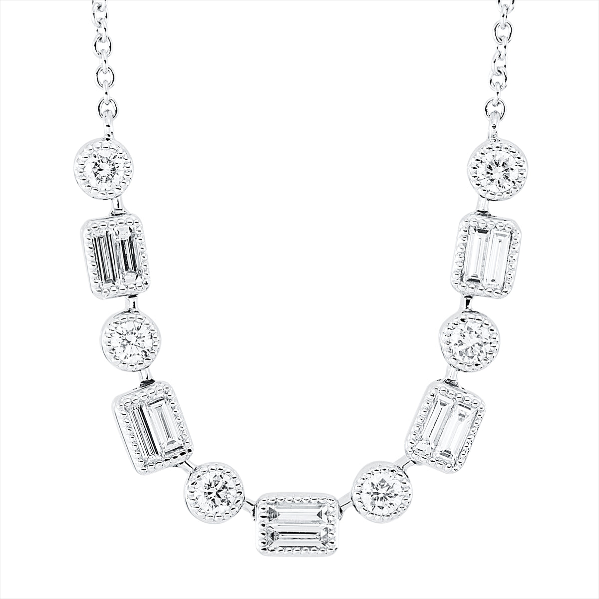 Collier 18 kt WG, mit ZÖ 40 cm + 43 cm