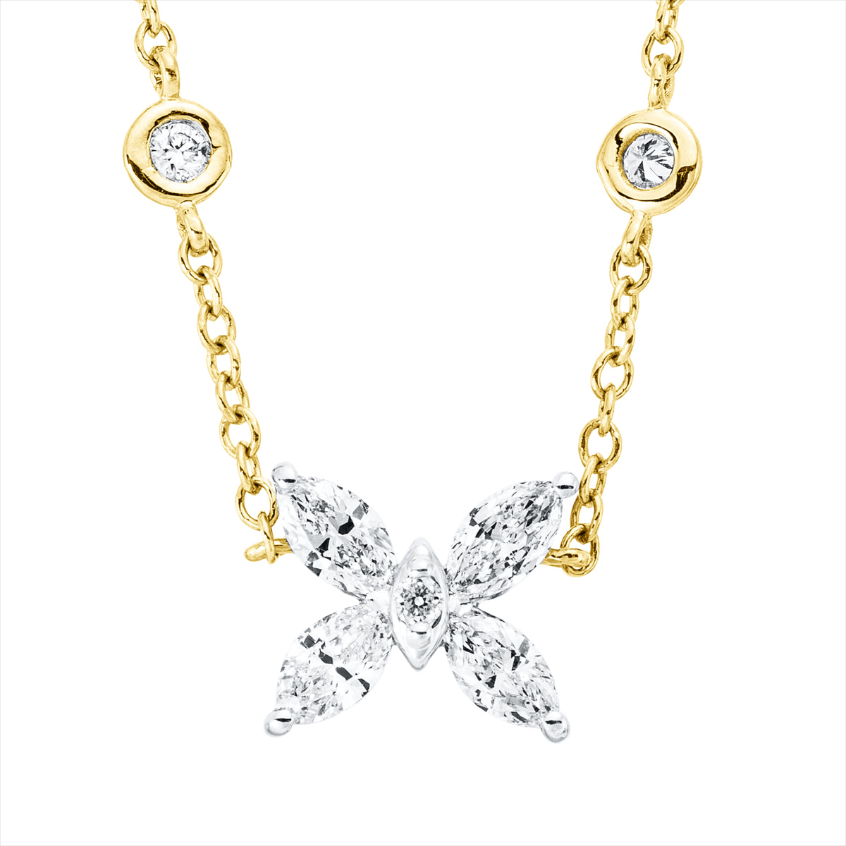 Collier 18 kt GG mit ZÖ 42 cm, Fassung rhodiniert
