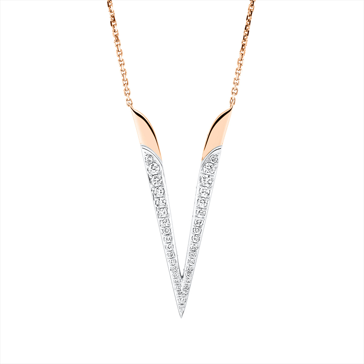 Collier 18 kt RG+WG, mit ZÖ 44,5 cm