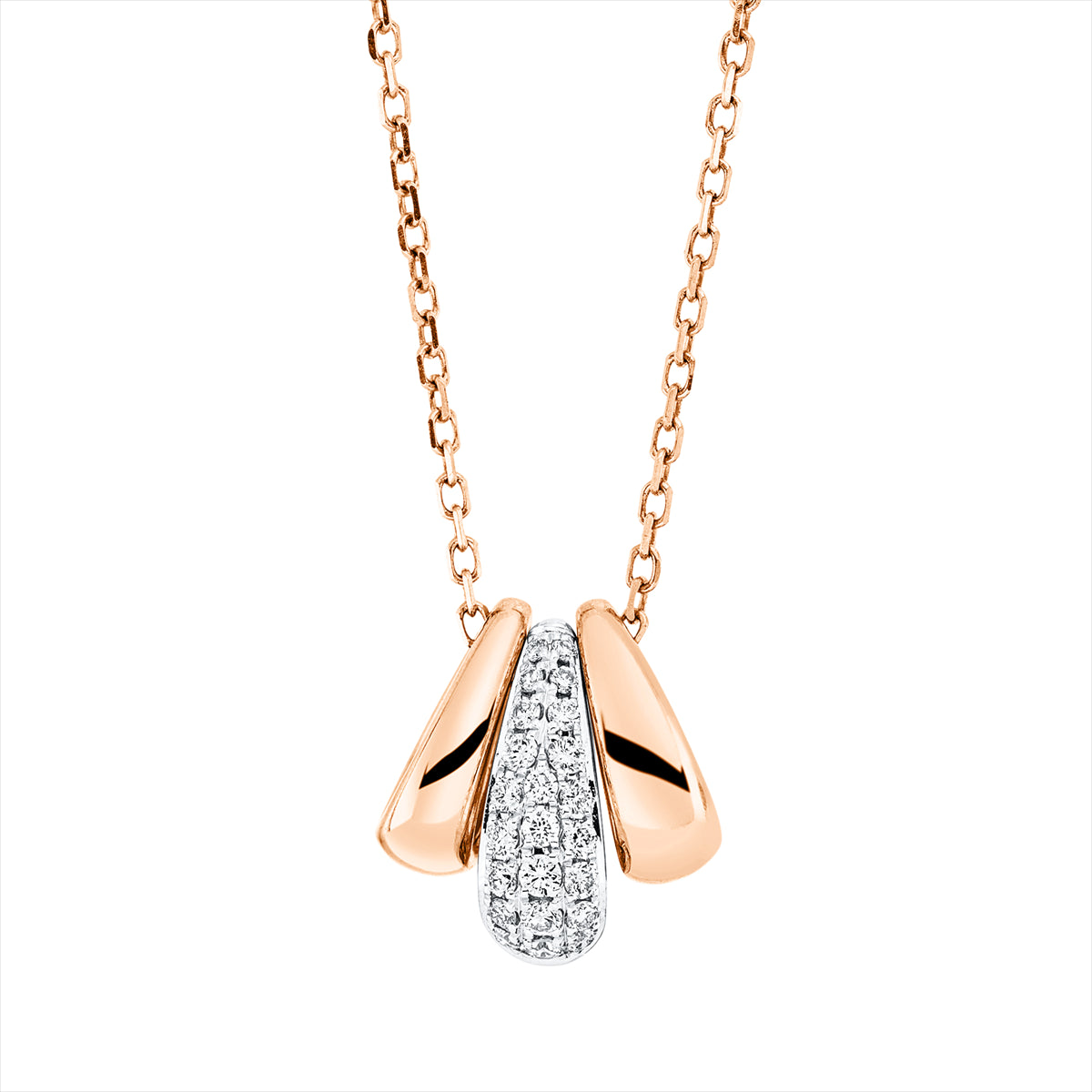 Collier 18 kt RG+WG, mit ZÖ 40 cm + 43 cm