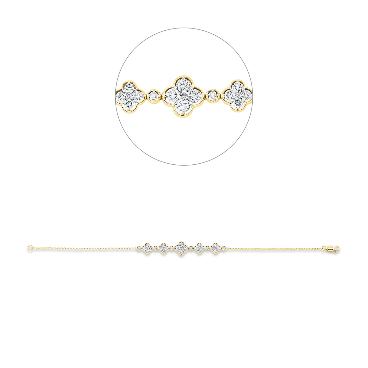 Armband 18 kt GG, Fassung rhodiniert