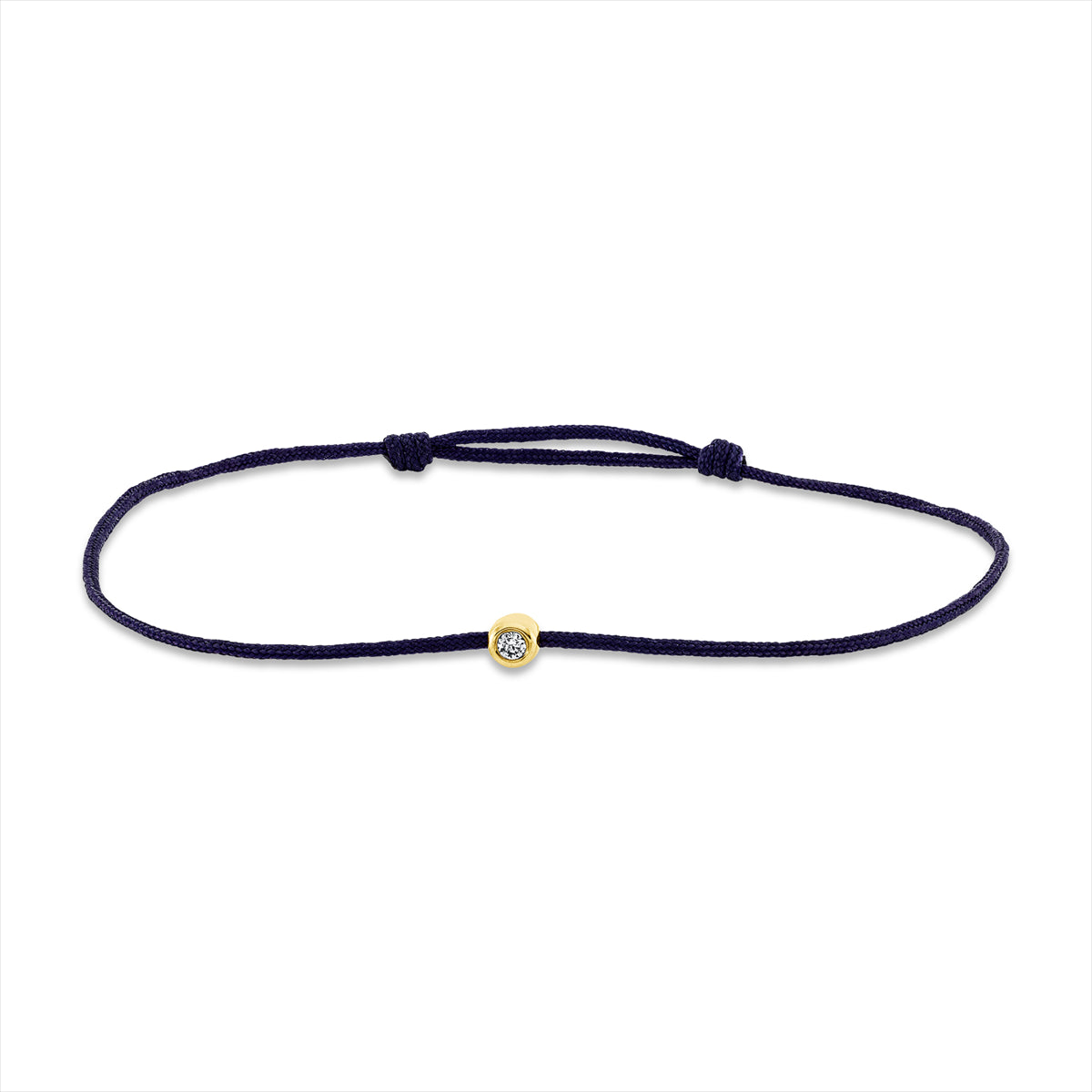Armband Zarge 18 kt GG, lila cord 15,5-19,5cm