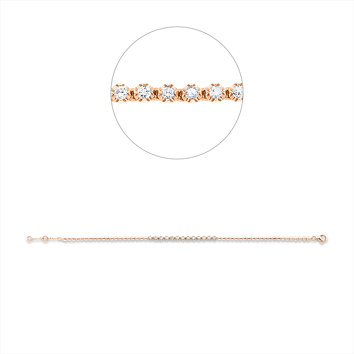 Armband 18 kt RG, mit ZÖ 16 cm + 17 cm