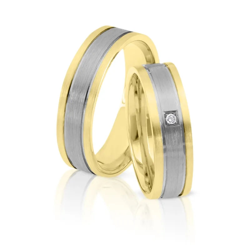 Trauringe Palladium & Gelbgold