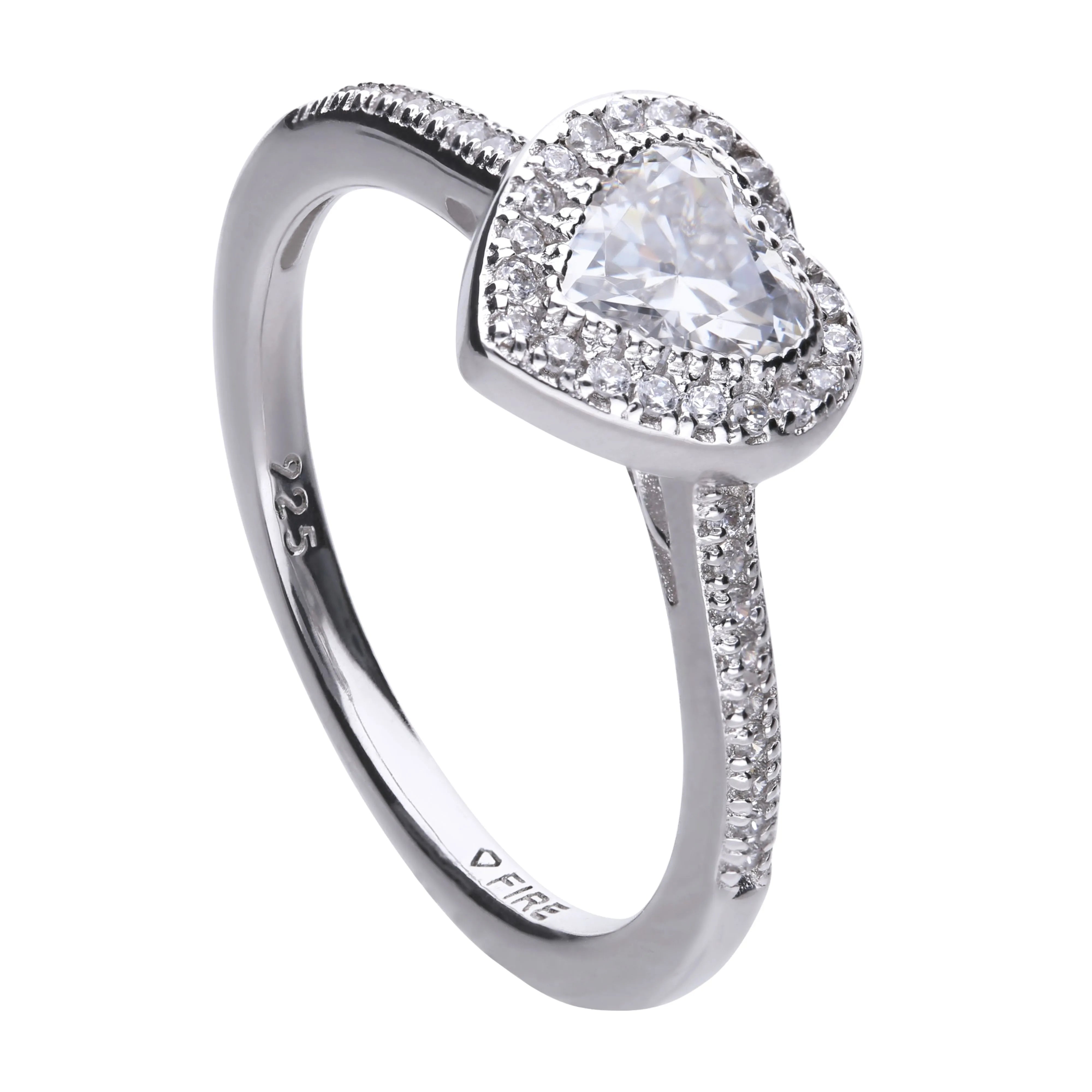Herz-Ring Silber 925 mit Pavé-Besatz