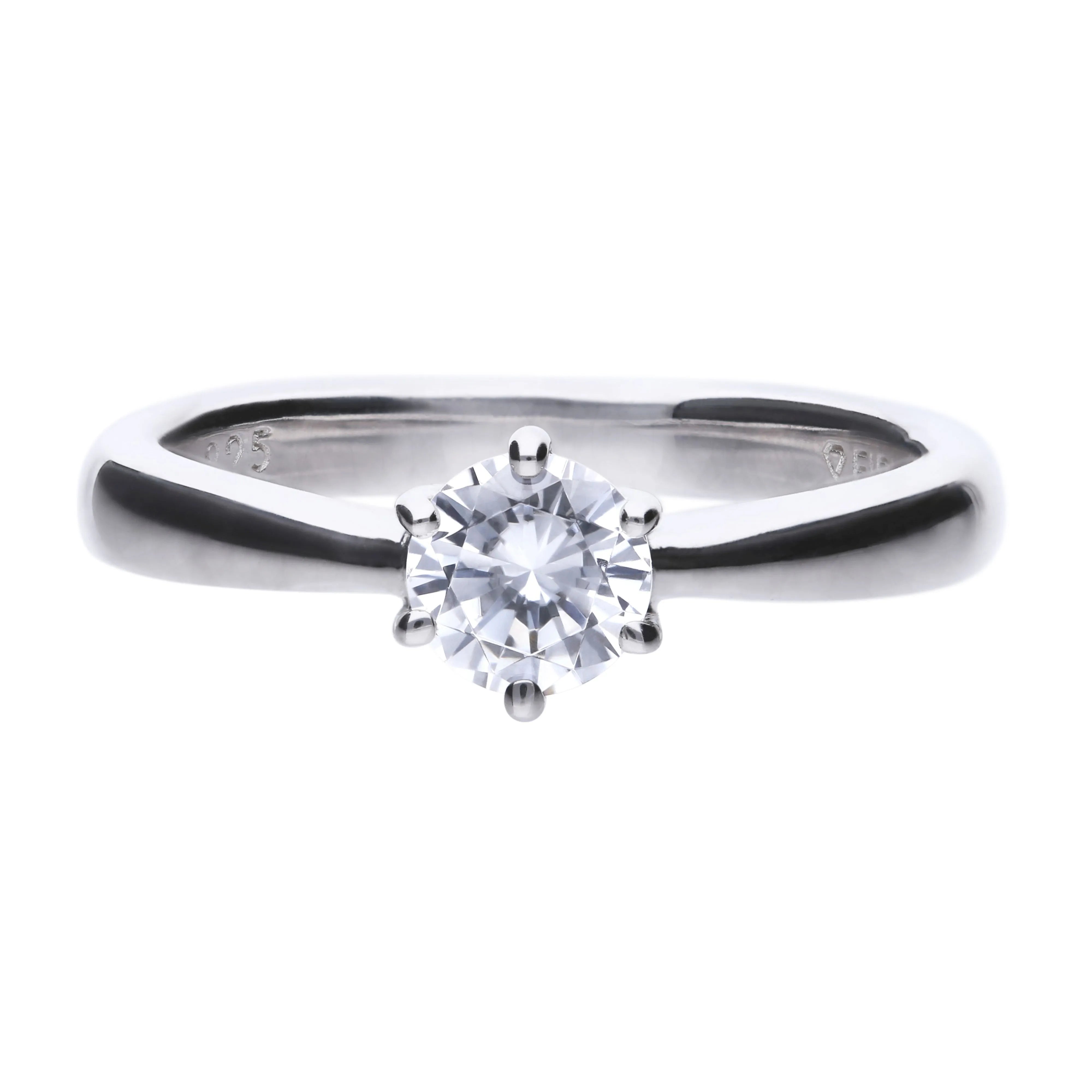 Verlobungsring Silber 925 mit Zirkonia und Krappen-Fassung