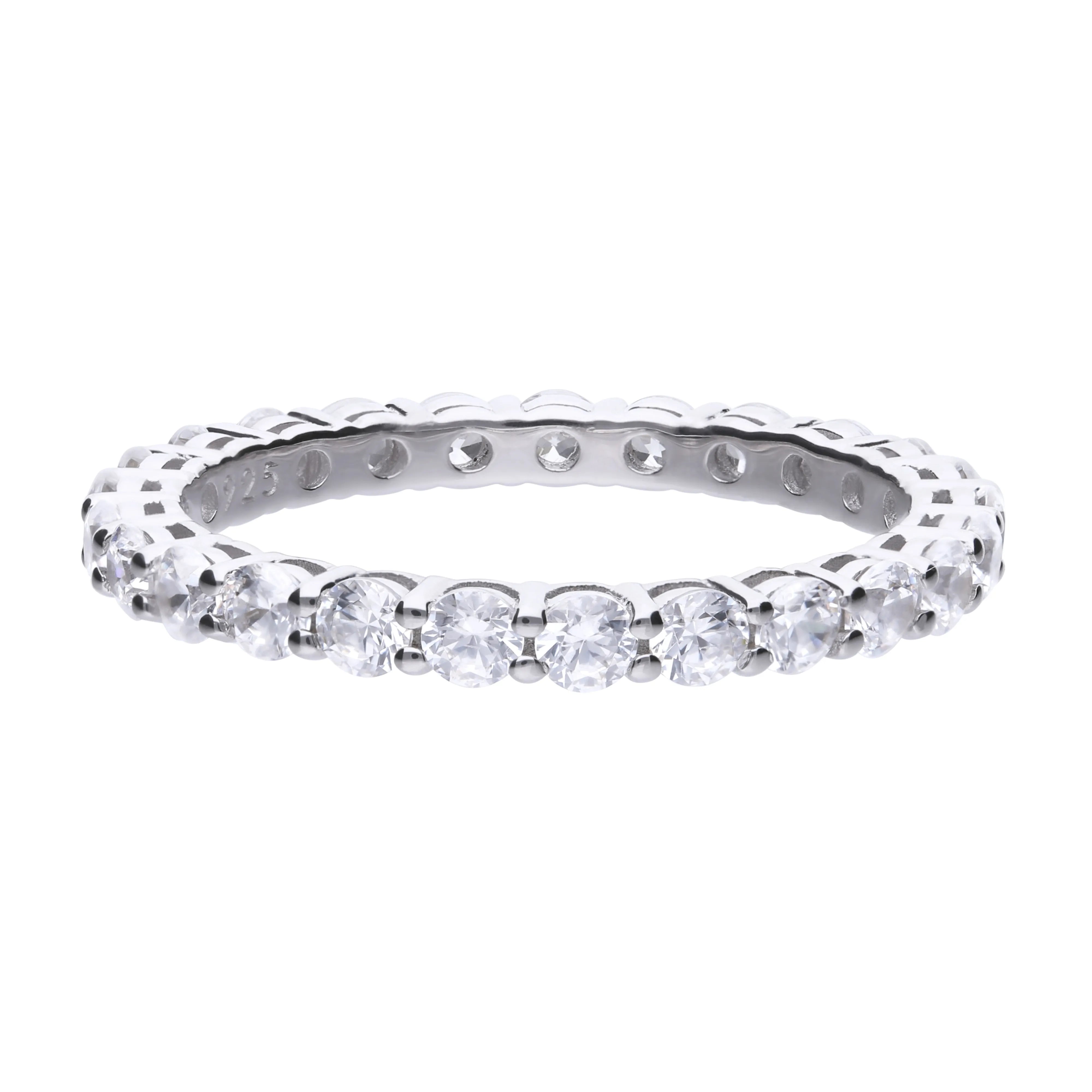 Memory-Ring silber mit weißen Zirkonia in Krappen-Fassung