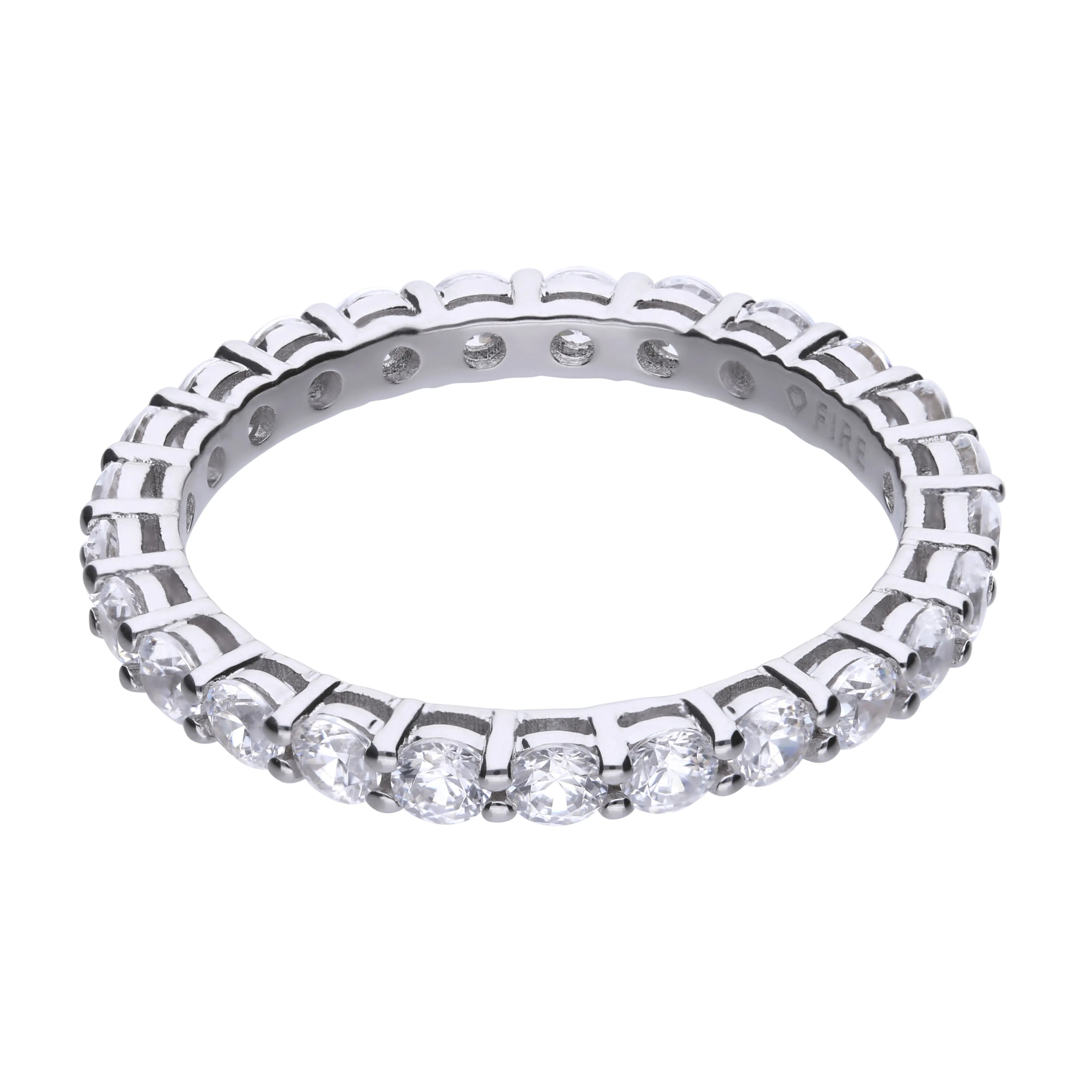 Memory-Ring silber mit weißen Zirkonia in Krappen-Fassung