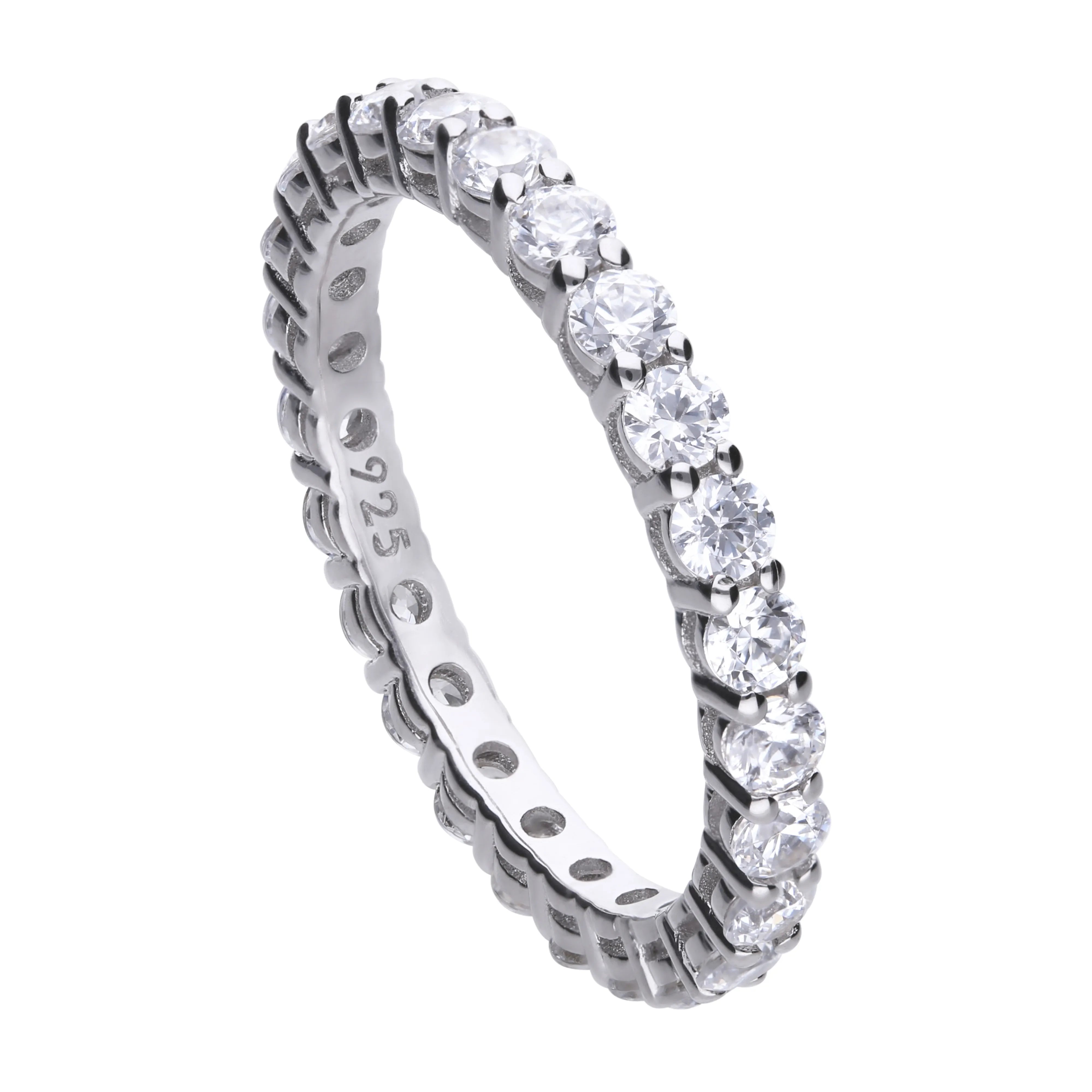 Memory-Ring silber mit weißen Zirkonia in Krappen-Fassung