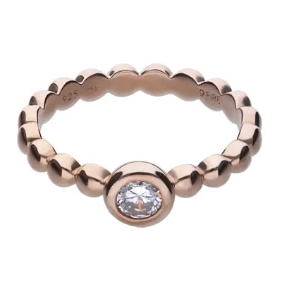 Kugelring roségold mit weißem Zirkonia