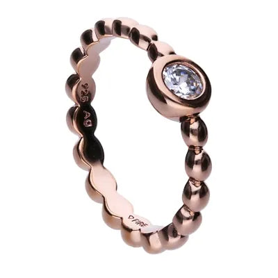 Kugelring roségold mit weißem Zirkonia
