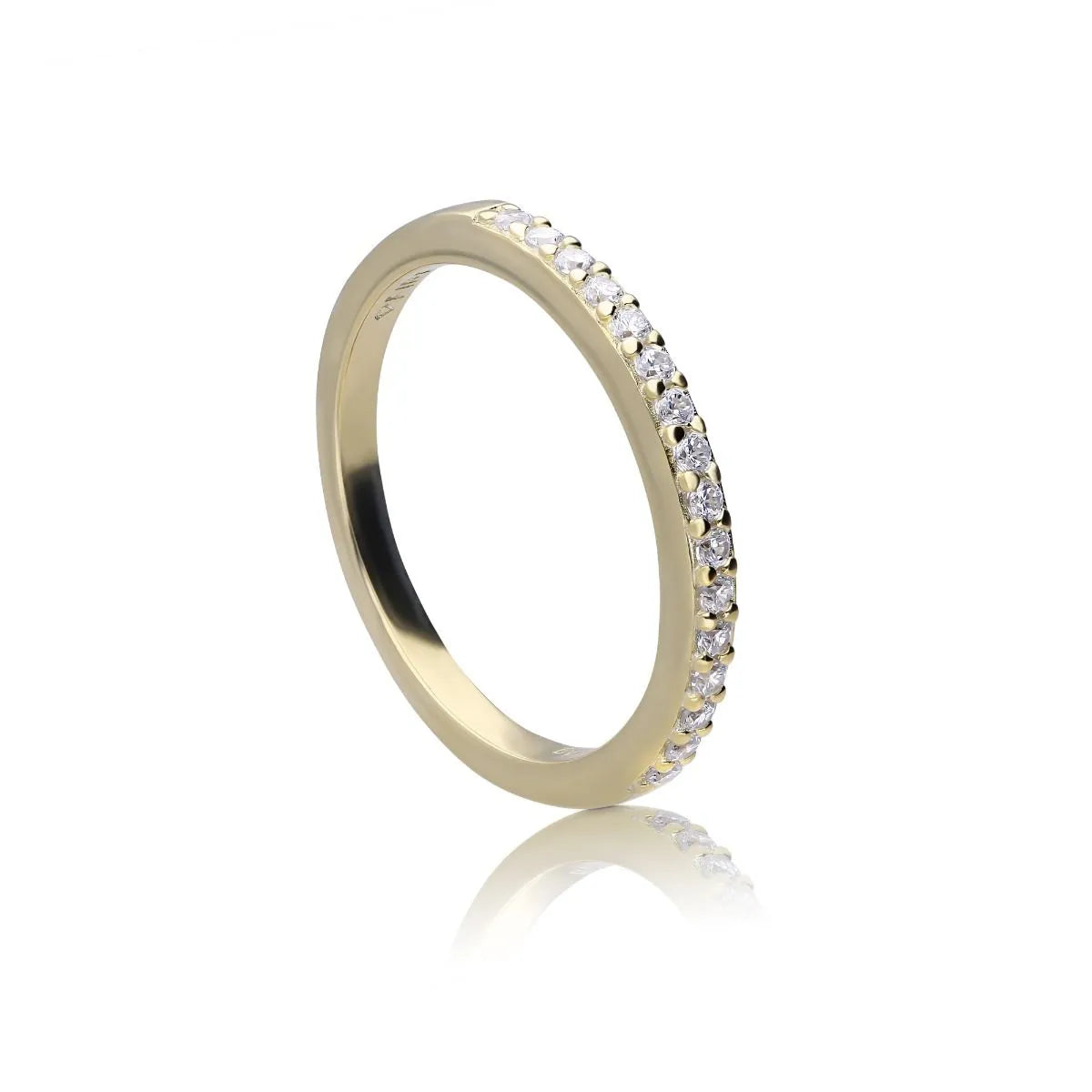 Memoire-Ring Gelbgold mit Zirkonia halb ausgefasst