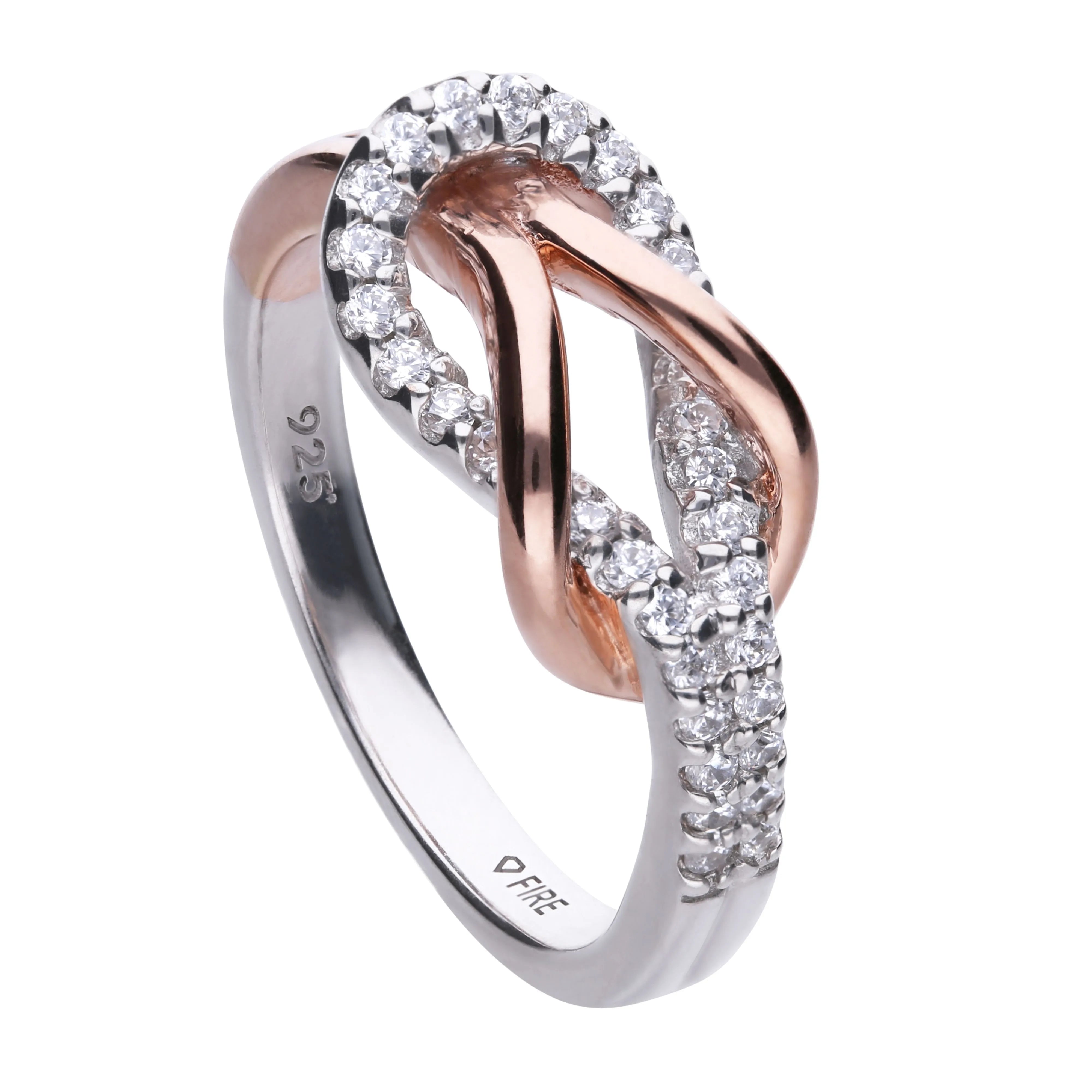 Infinity Ring Bicolor aus Silber 925 und Roségold-Plattierung