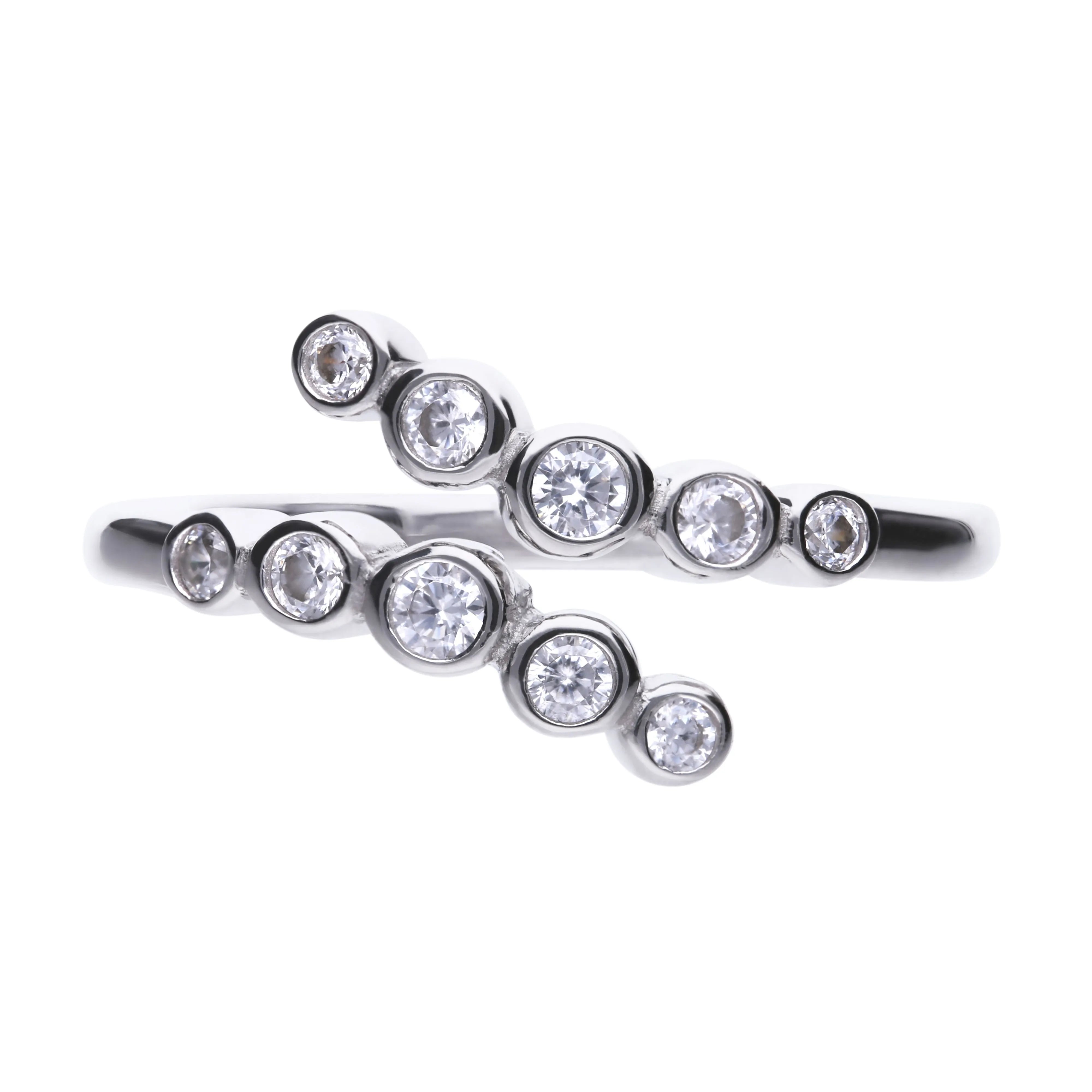 Trendiger Ring silber mit Zargen-Fassung und offener Ringschiene