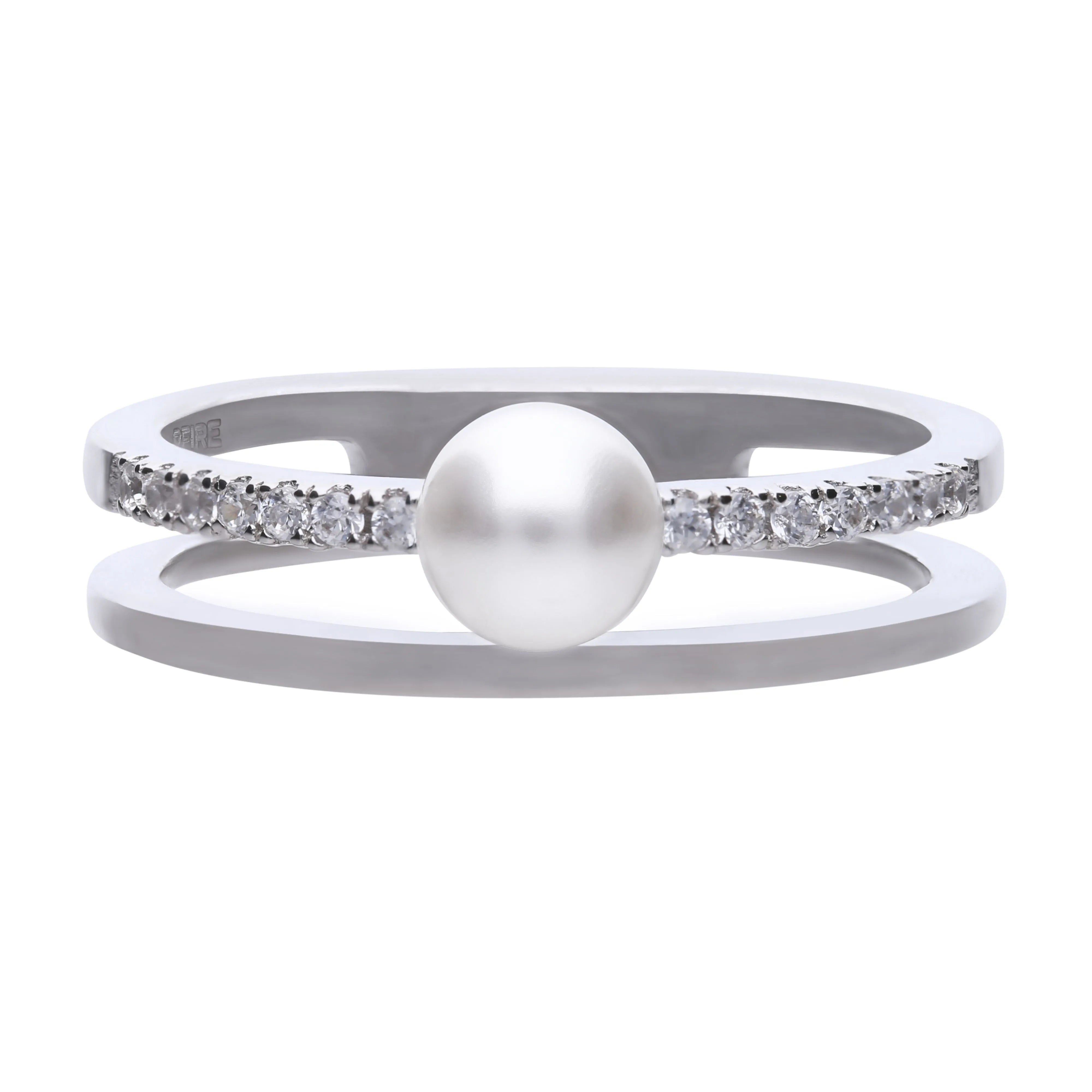 Zweireihiger Perl-Ring Silber 925 mit Muschelkernperle