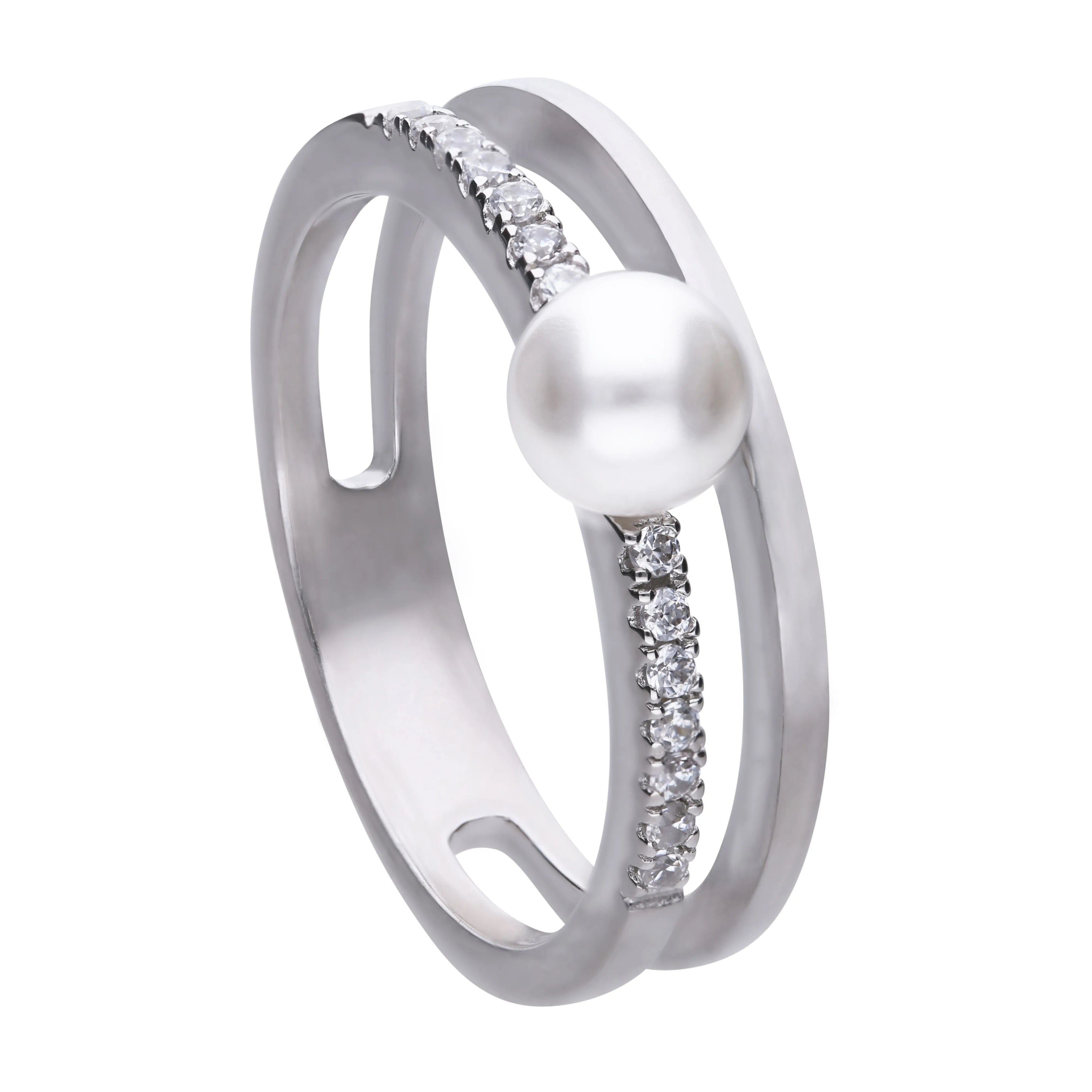 Zweireihiger Perl-Ring Silber 925 mit Muschelkernperle