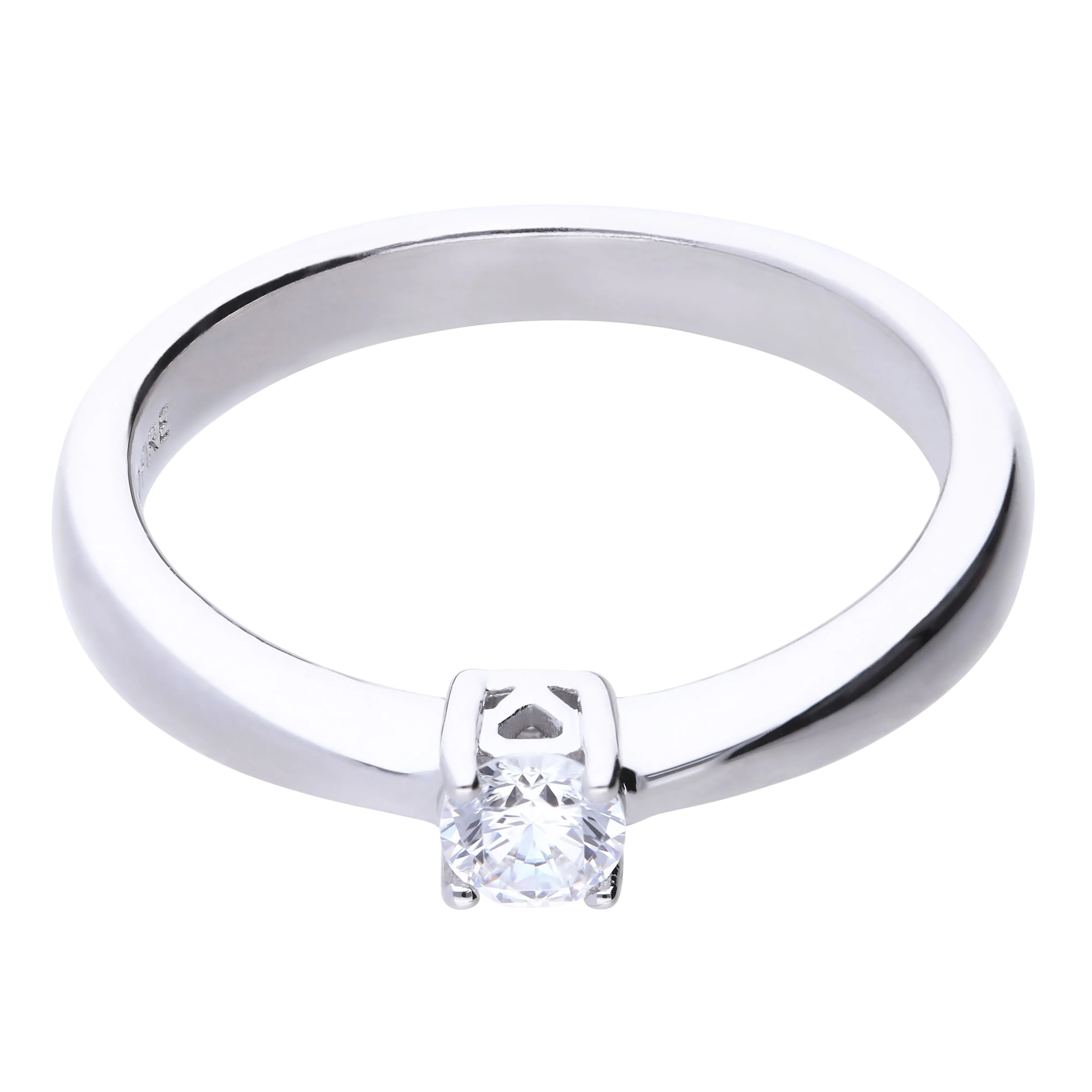 Verlobungsring Silber 925 mit 4mm Zirkonia Krappenfassung