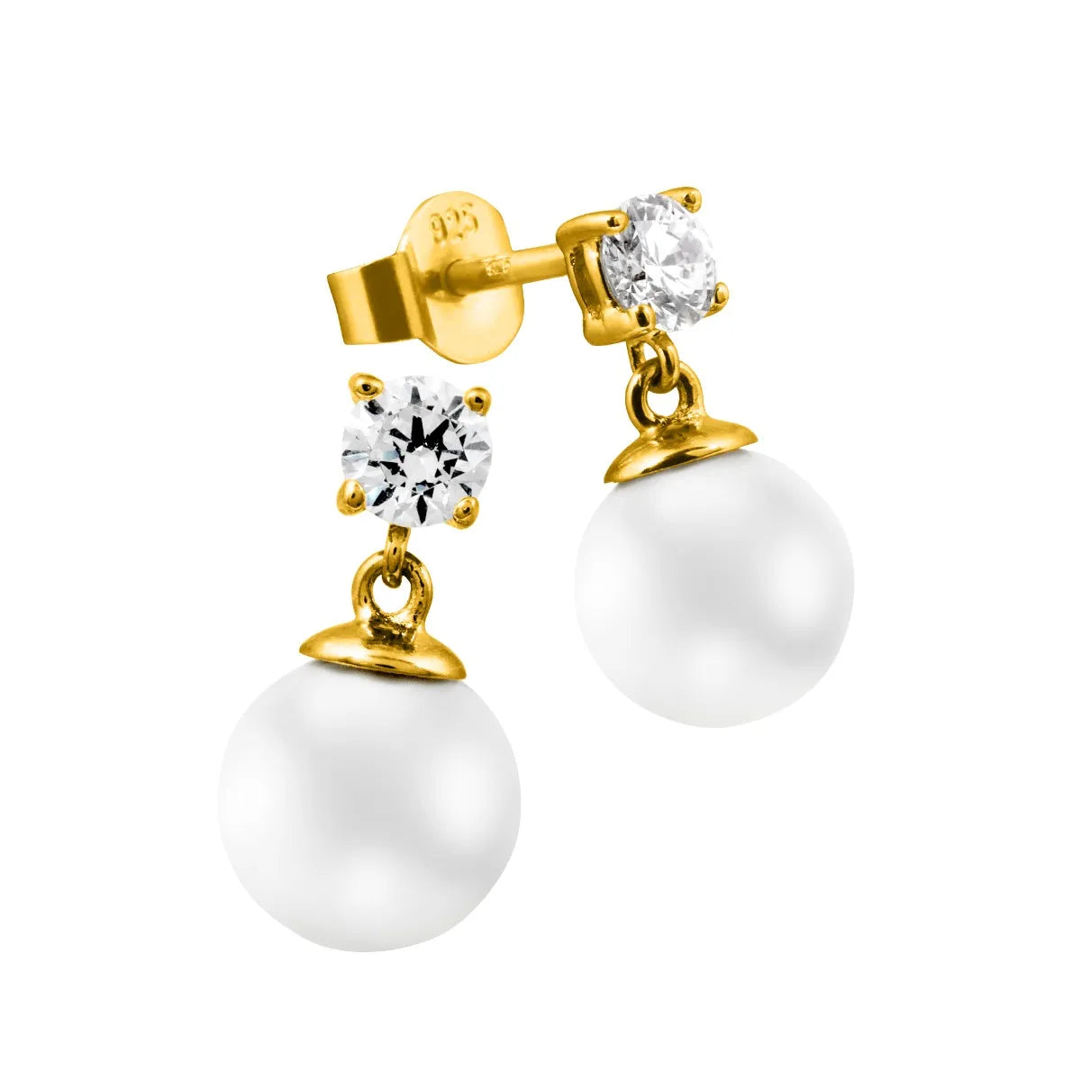 Klassische Perl-Ohrstecker gelbgold