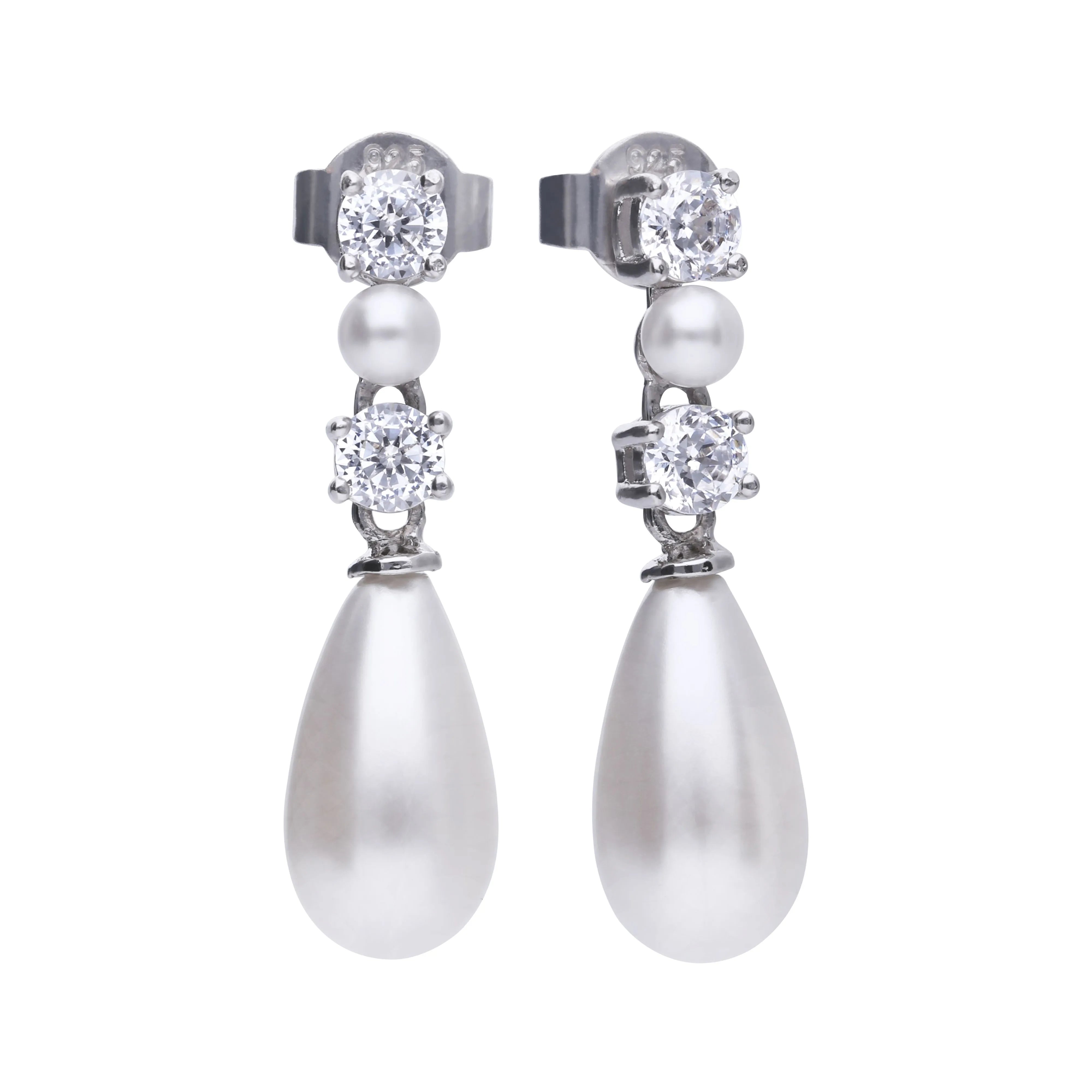 Perl-Ohrringe Silber 925 mit Muschelkernperlen