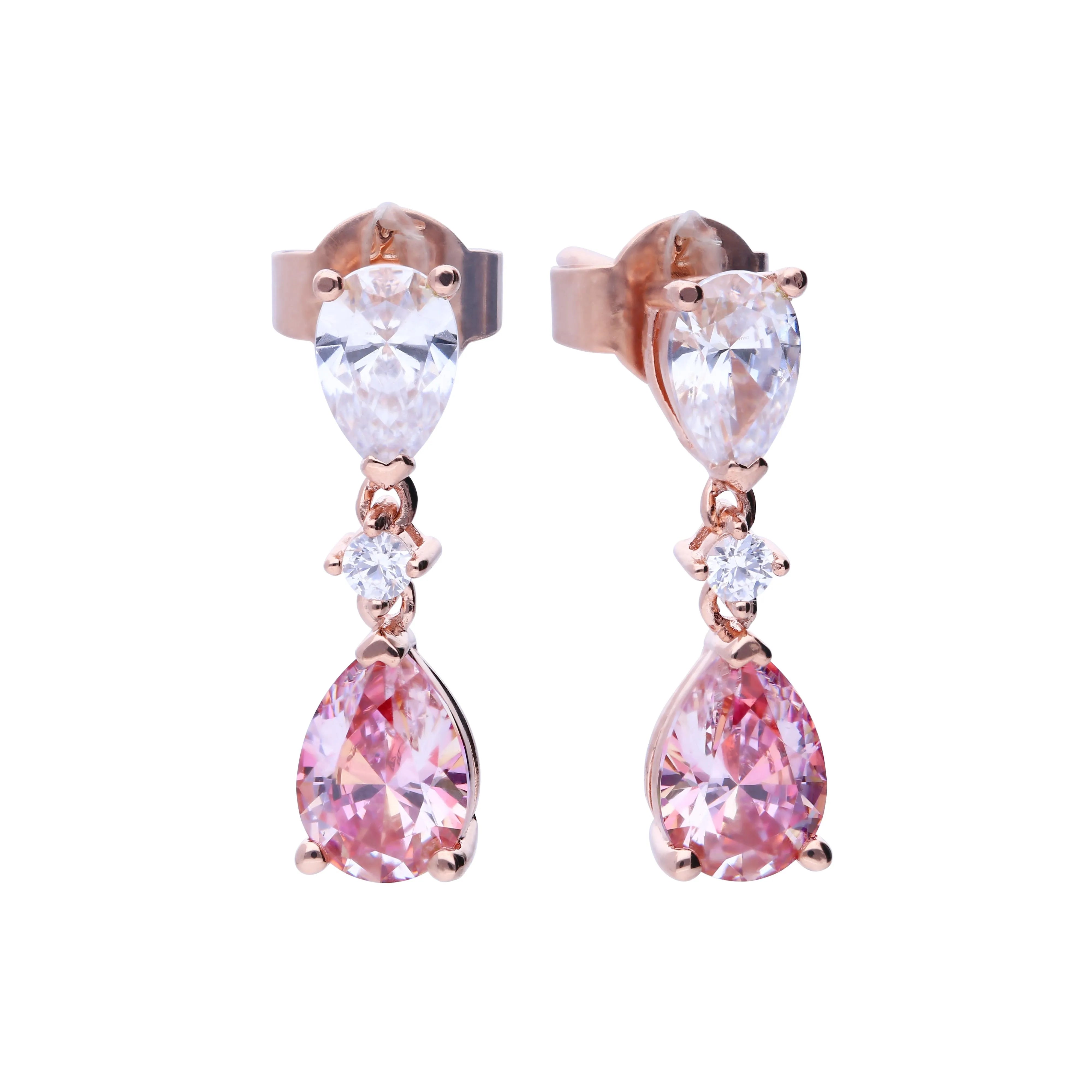 Tropfenförmige Ohrringe rosegold mit morganite Zirkonia