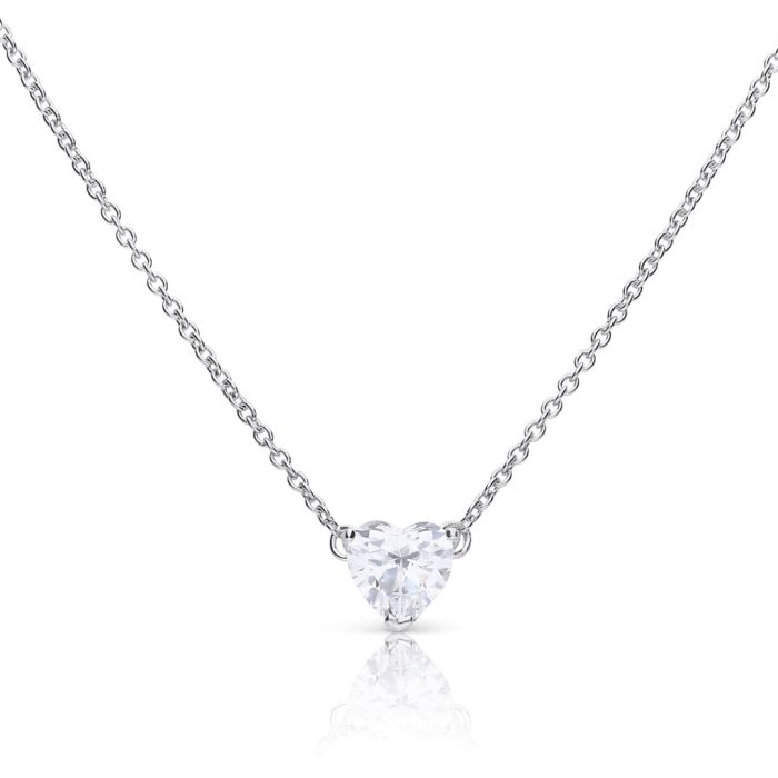 Herz-Collier Silber mit weißen Zirkonia