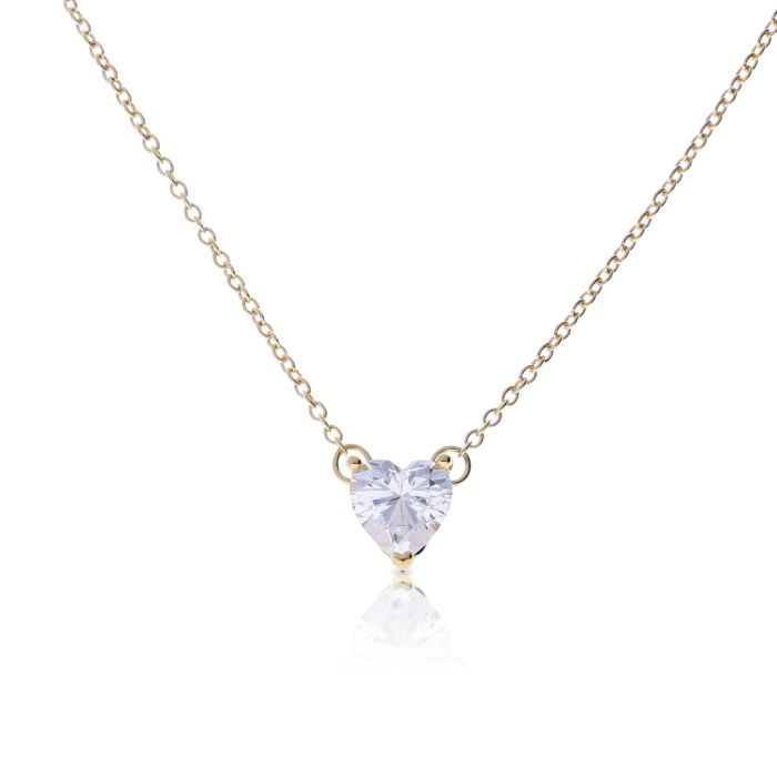 Herz-Collier Gelbgold mit weißen Zirkonia