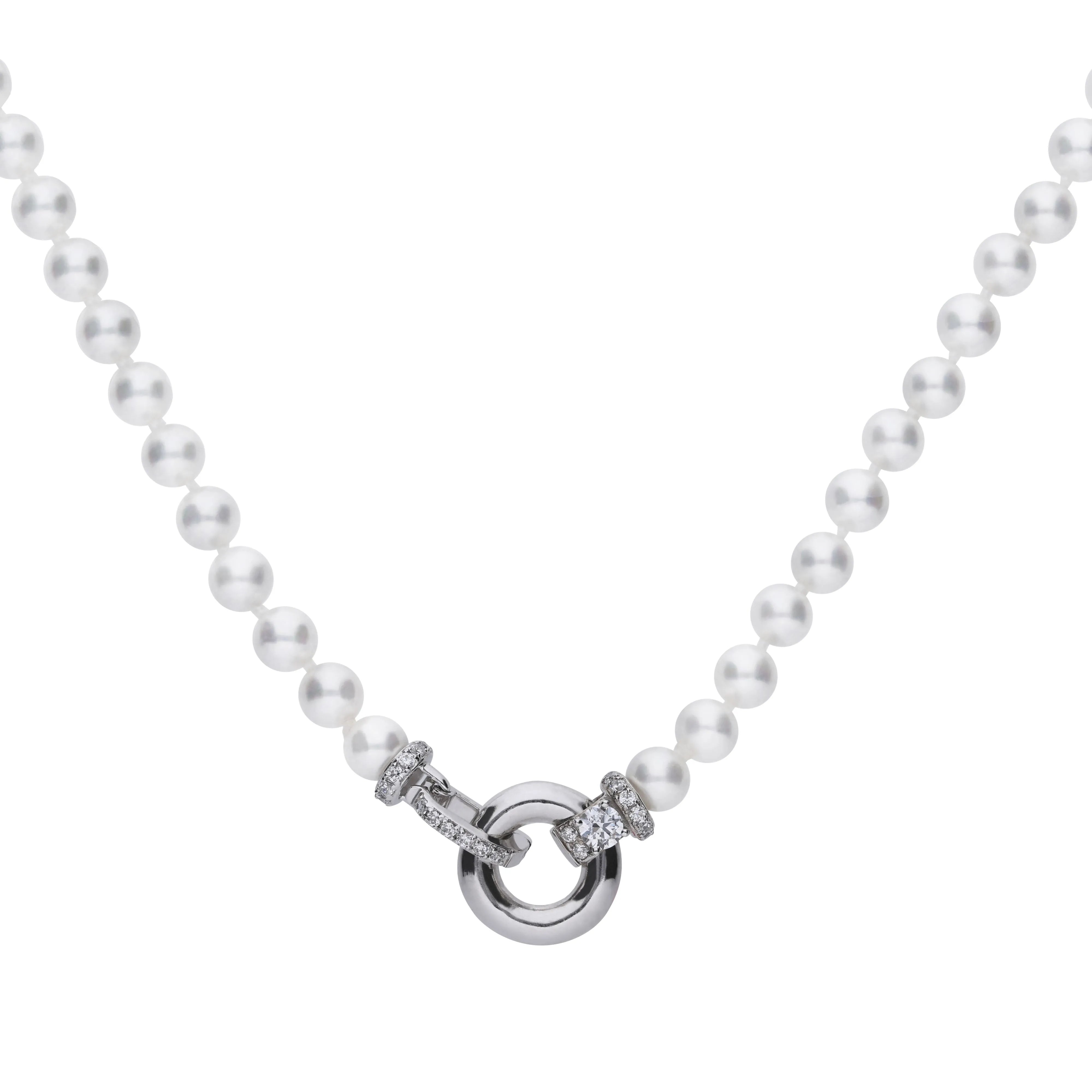 Perl-Collier mit Muschelkernperle und Pavé-Besatz