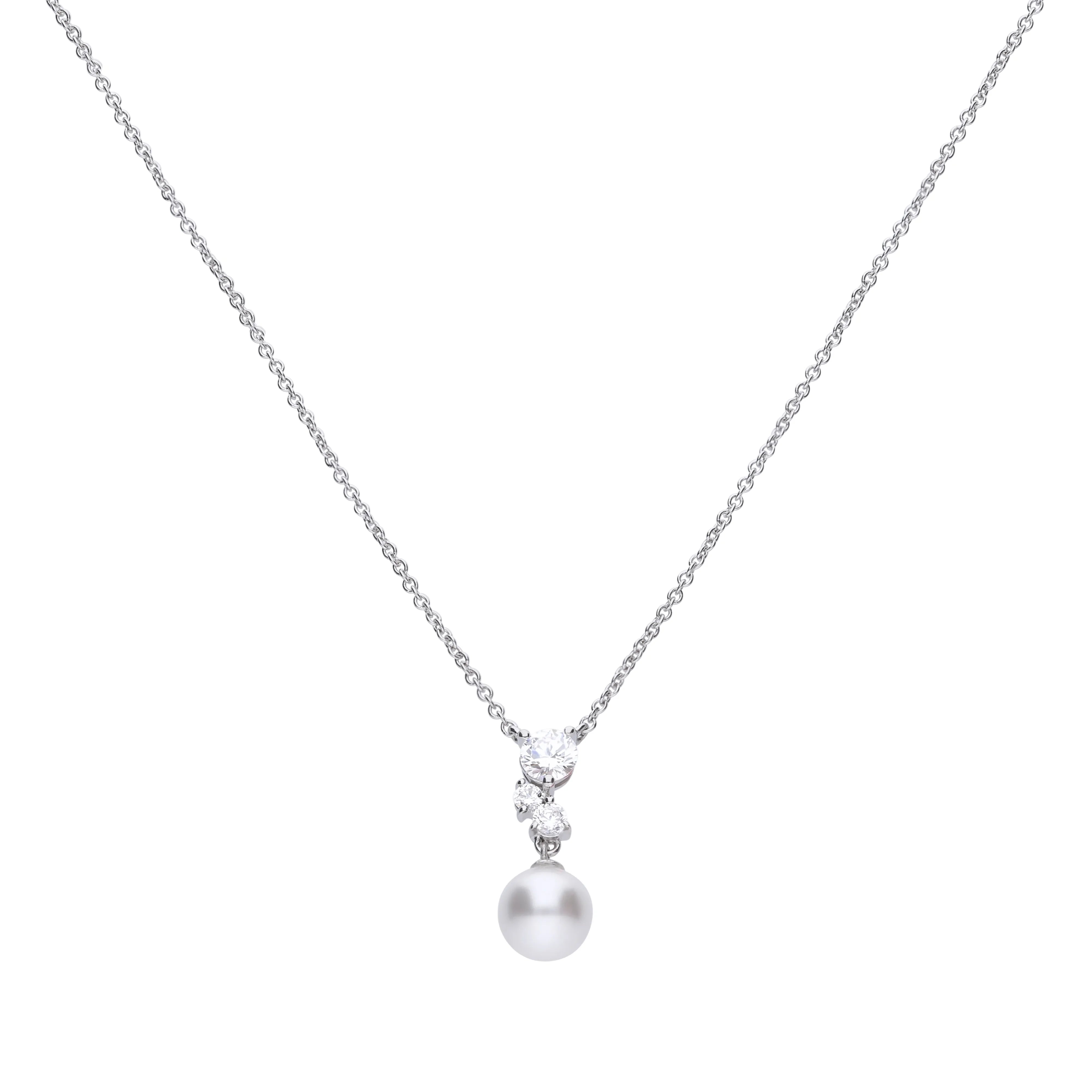 Verspieltes Perl-Collier silber mit weißer Muschelkernperle