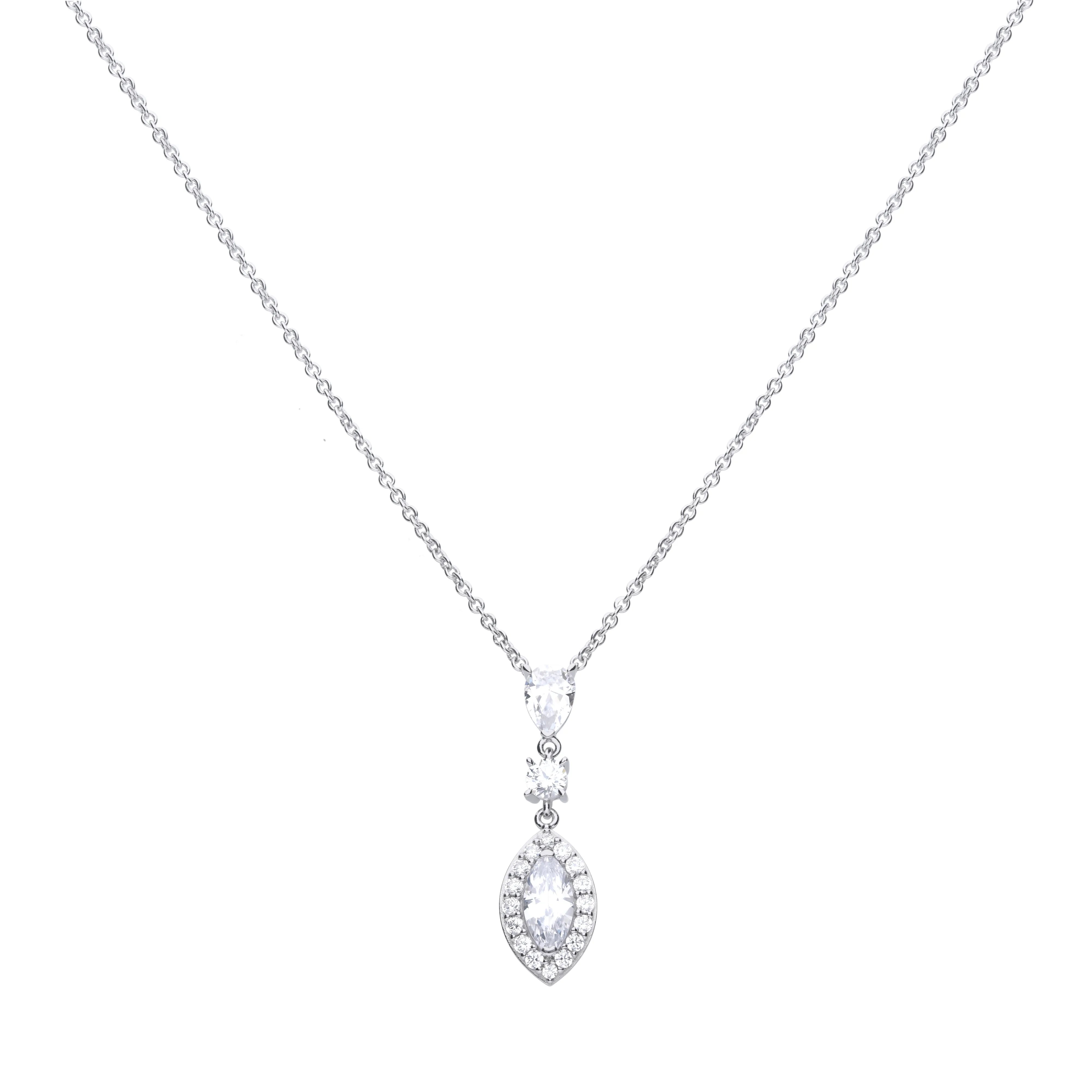 Y-Collier silber mit weißen Diamonfire-Zirkonia und Marquise-Schliff